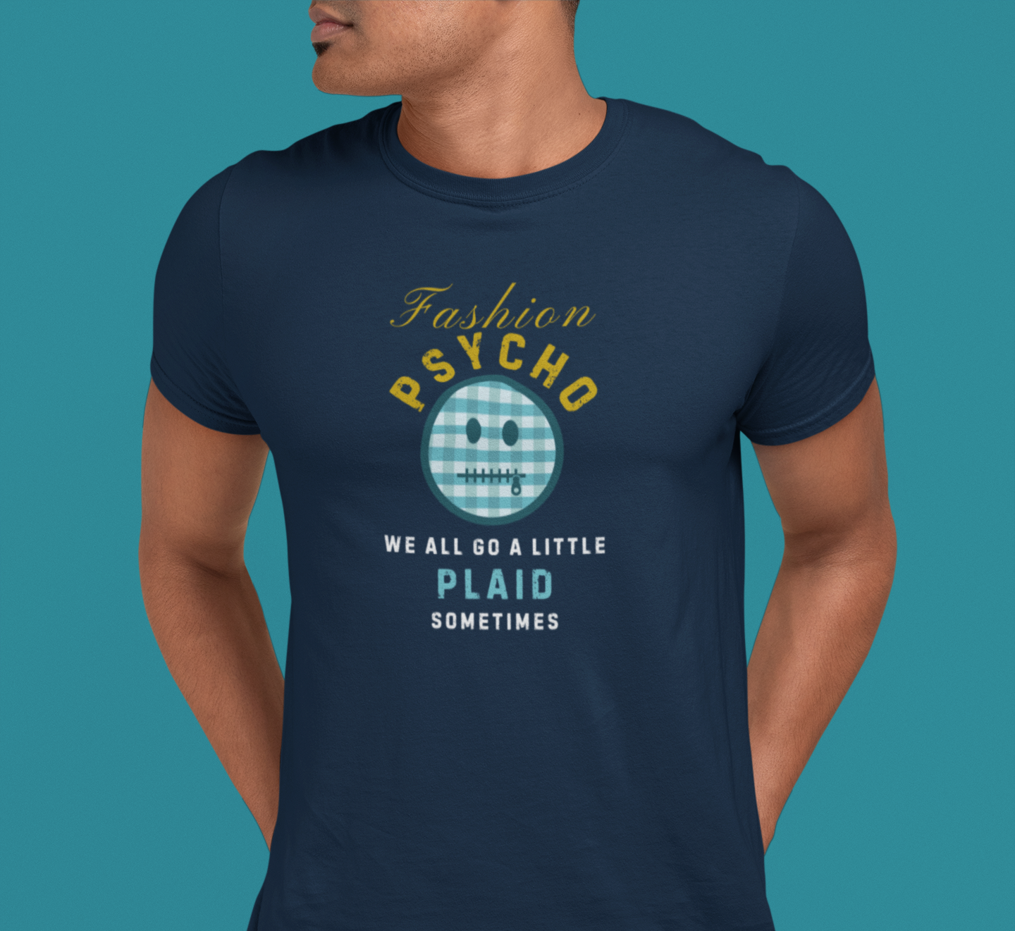 Fashion Psycho Plaid Graphic T-Shirt | Funny Halloween Movie Parody Horror Tee - Guilty Kick Apparel