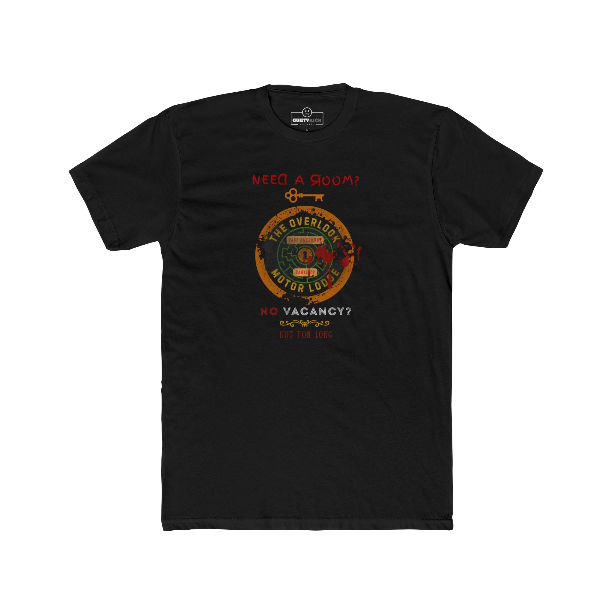 The Overlook Motor Lodge T-Shirt | Vintage Retro Horror Parody Graphic Tee, Funny Halloween Sarcastic Motel Shirt