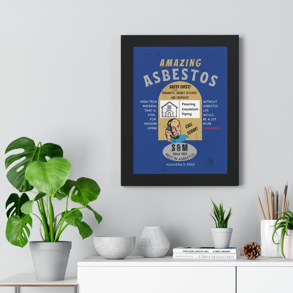 Vintage Parody Asbestos Ad Framed Poster Wall Art