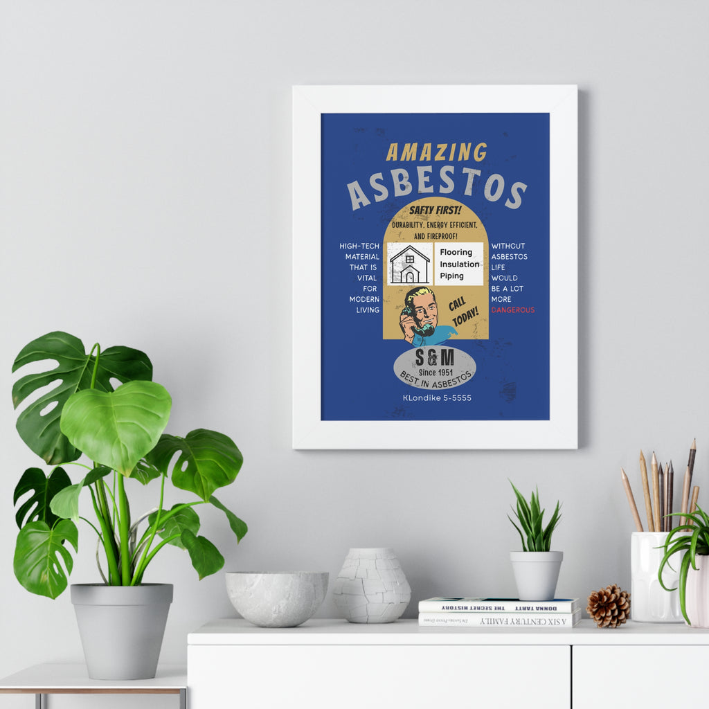Vintage Parody Asbestos Ad Framed Poster Wall Art
