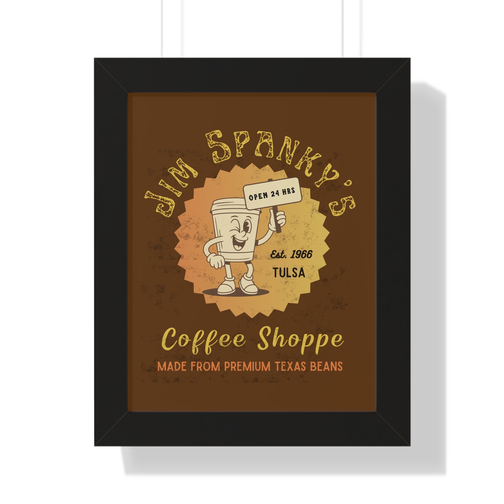 Vintage Coffee Shop Poster Framed, Wall Art 1966: Jim Spanky's Coffee Shoppe