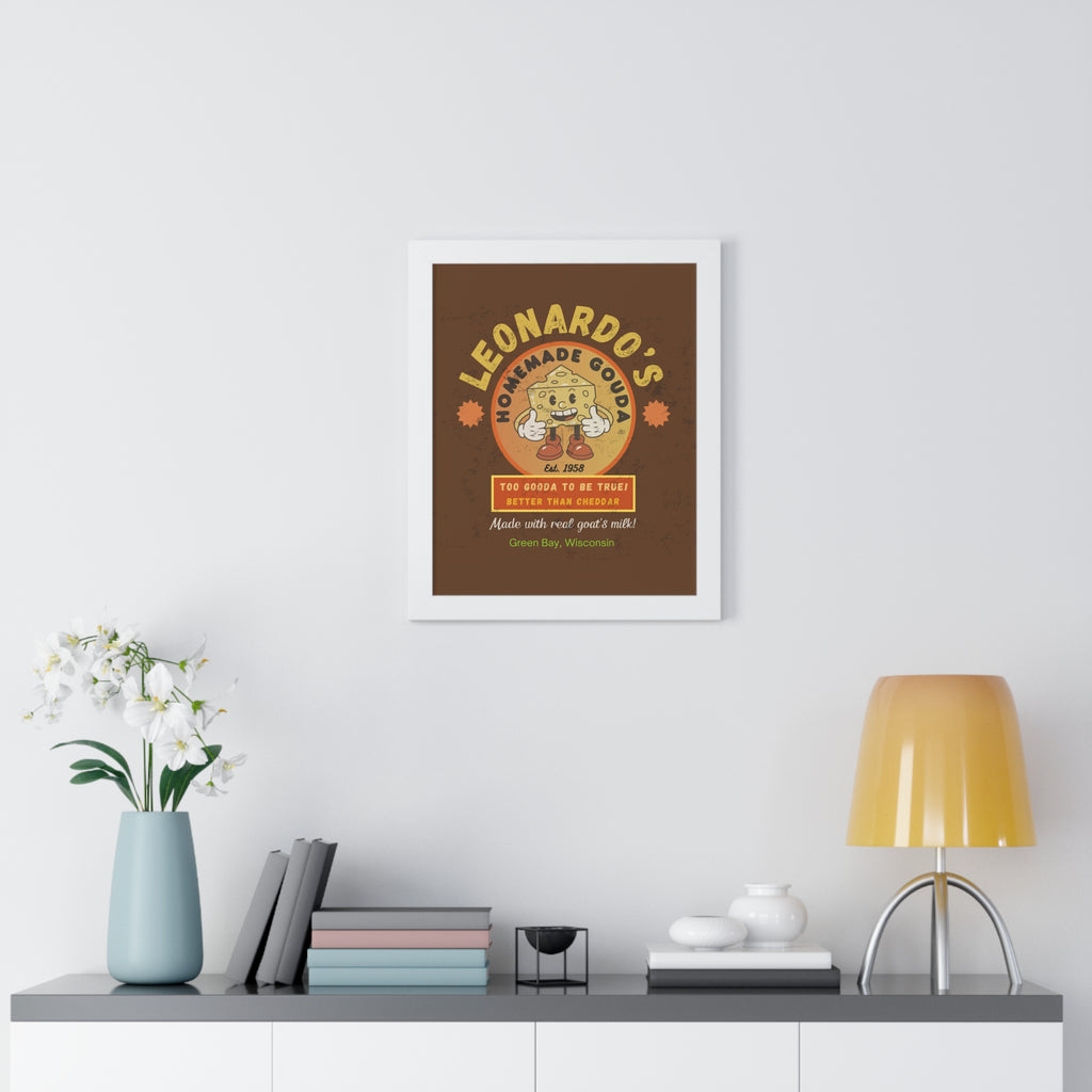 Kitchen Wall Art Poster, Leonardo's Gouda Cheese Vintage Parody 1958