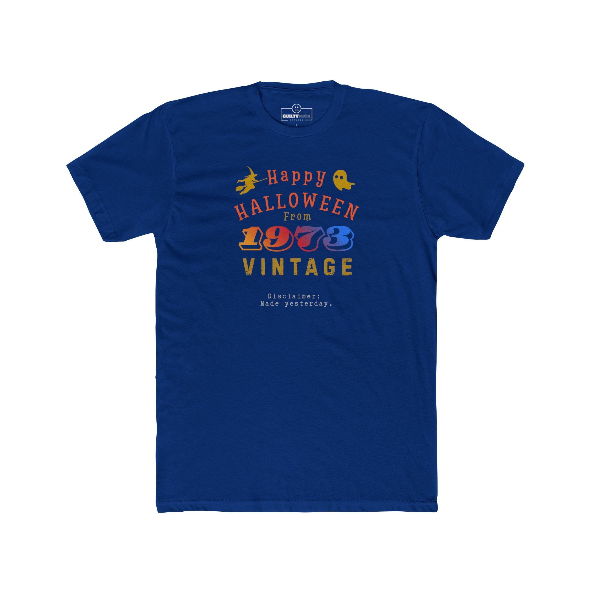 Happy Halloween From 1973 Vintage T-Shirt | Retro 70s Groovy Parody Graphic Tee, Funny Sarcastic Made Yesterday Disclaimer Spooky Shirt