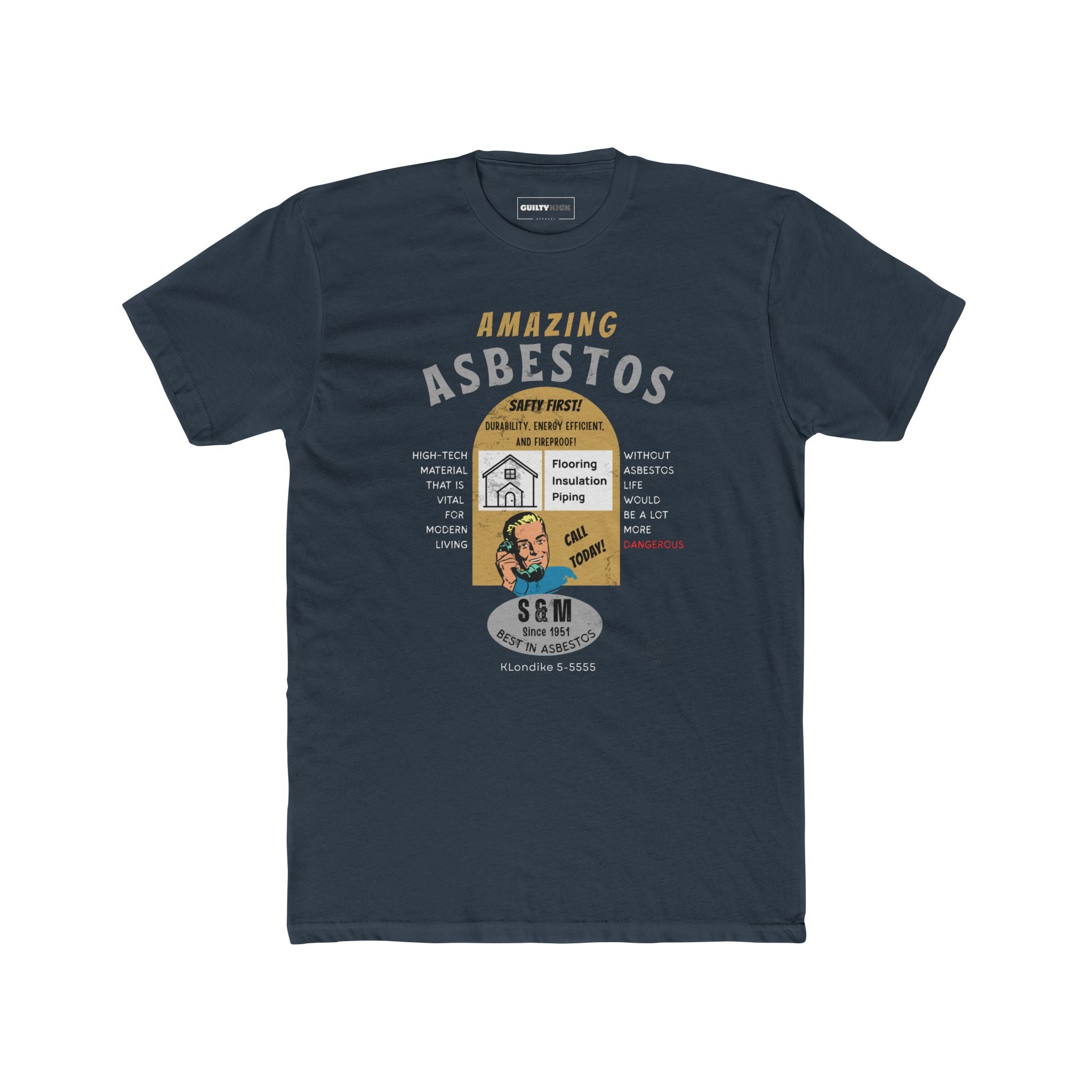 Amazing Asbestos Retro Parody T-Shirt: Mid-Century Satirical Dark Humor Tee
