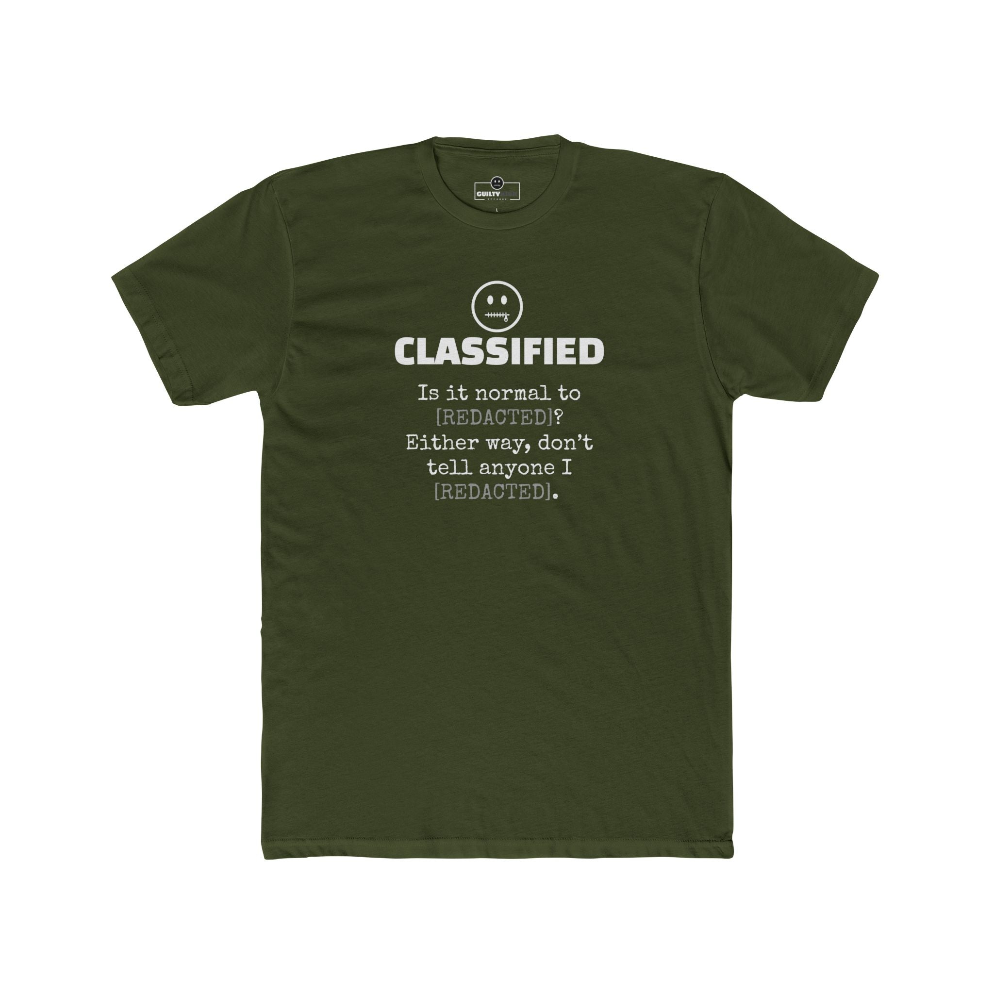 Classified Redacted Questions Tee Absurdist Overthinker Zipper Smile Graphic T-Shirt