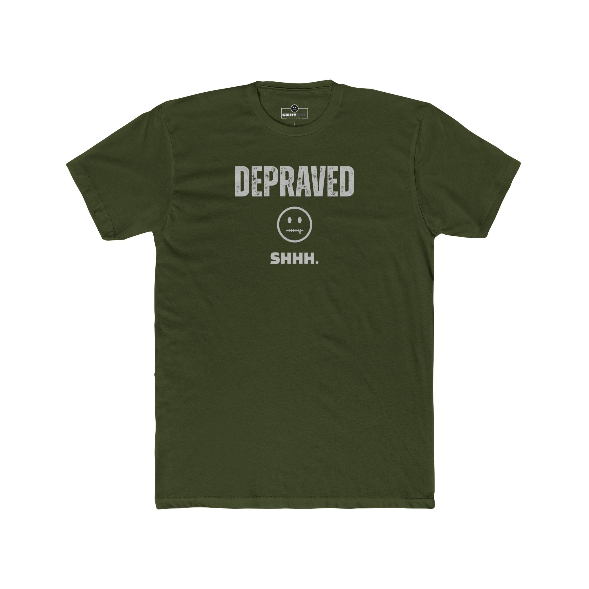 Depraved Shhh Zipper Mouth T-Shirt Dark Humor Satire Graphic Tee