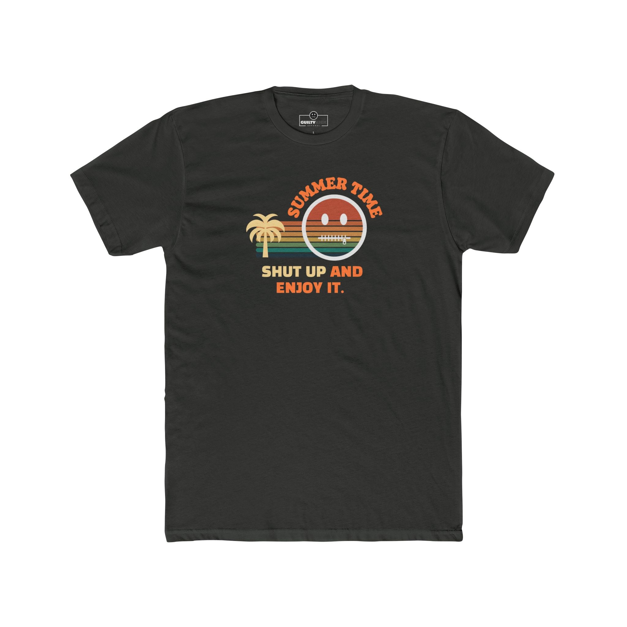 Summer Time Shut Up And Enjoy It T-Shirt Retro 70s Sunset Funny Sarcastic Beach Tee