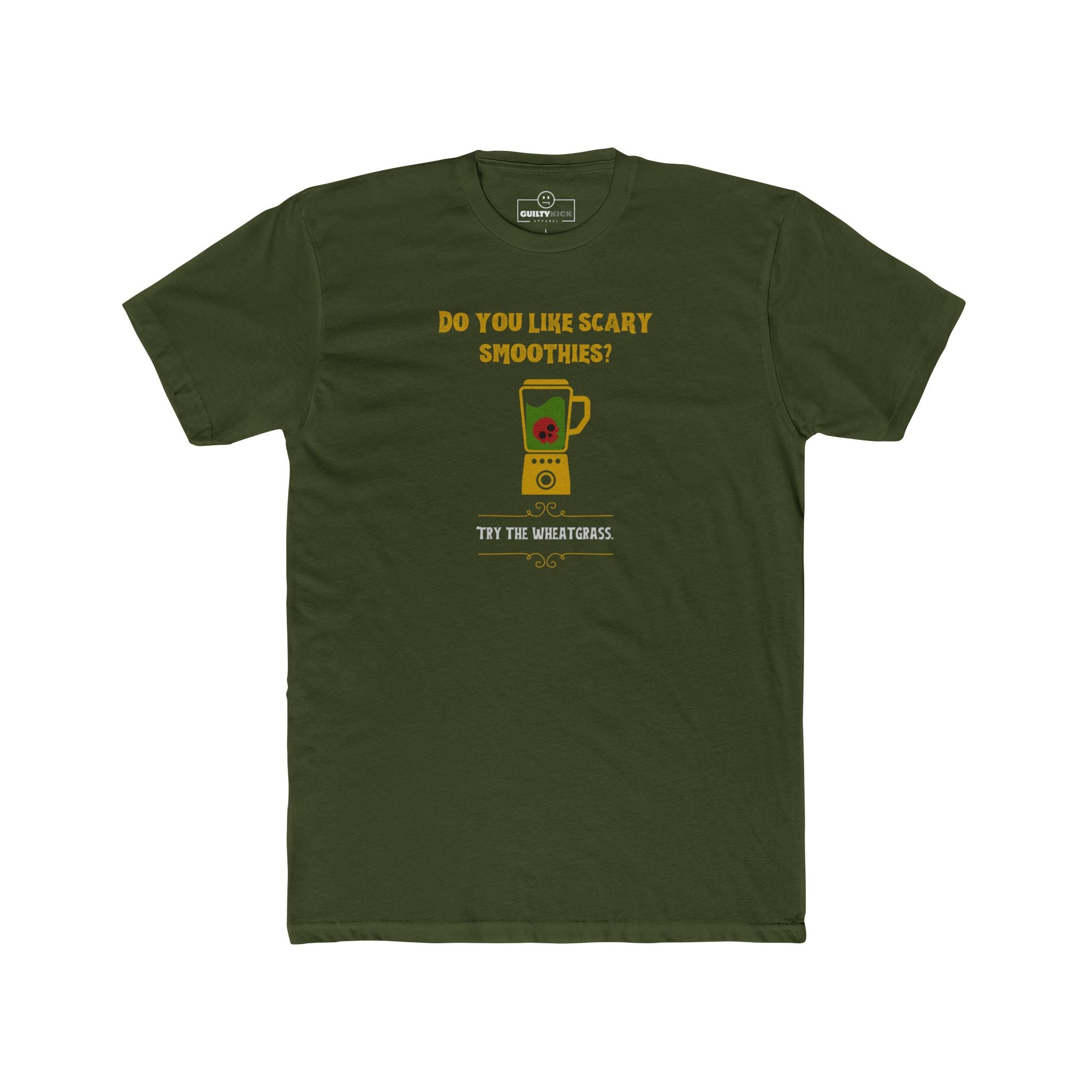 Scary Smoothies Wheatgrass Graphic Tee, Funny Sarcastic Wellness Parody Halloween Shirt