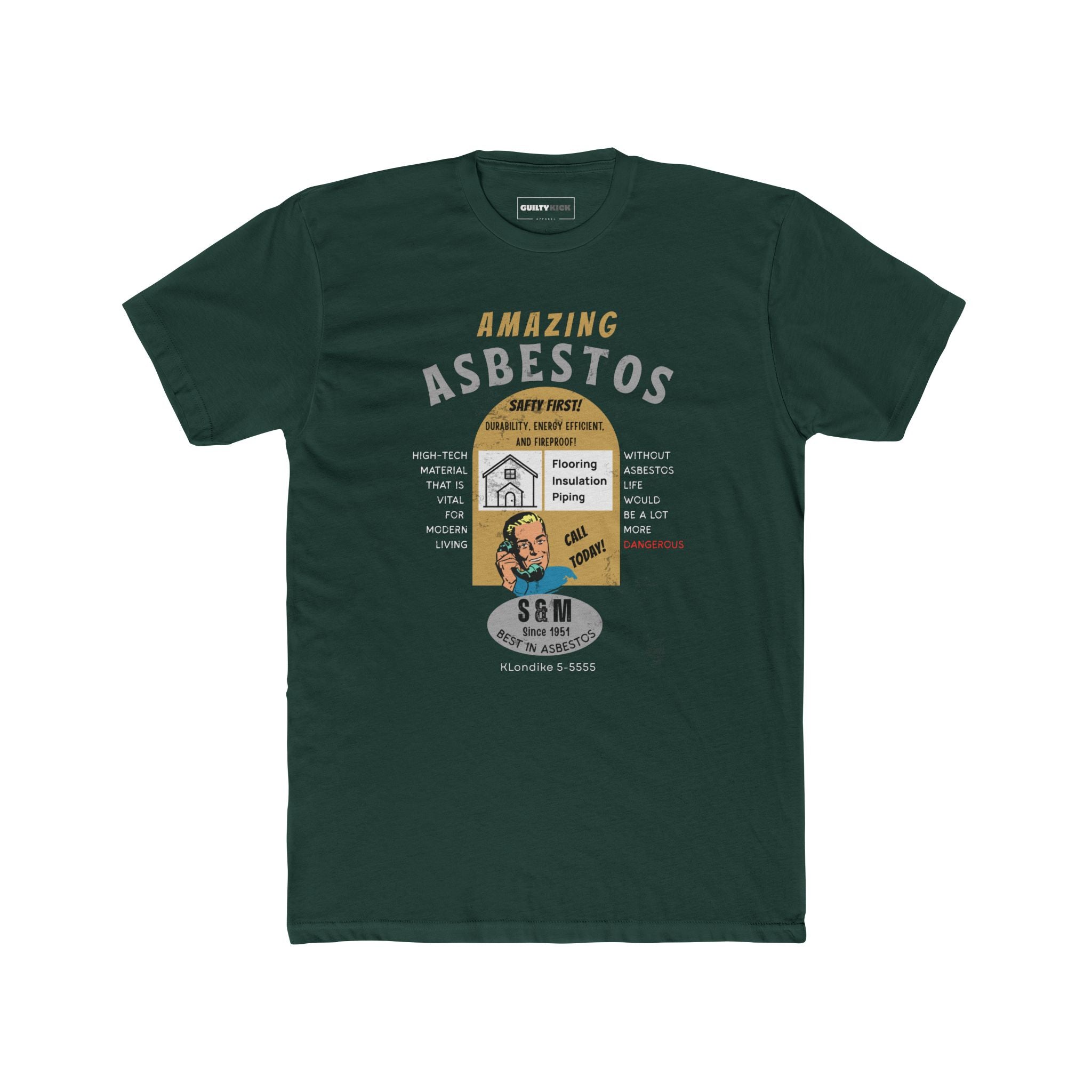 Amazing Asbestos Retro Parody T-Shirt: Mid-Century Satirical Dark Humor Tee