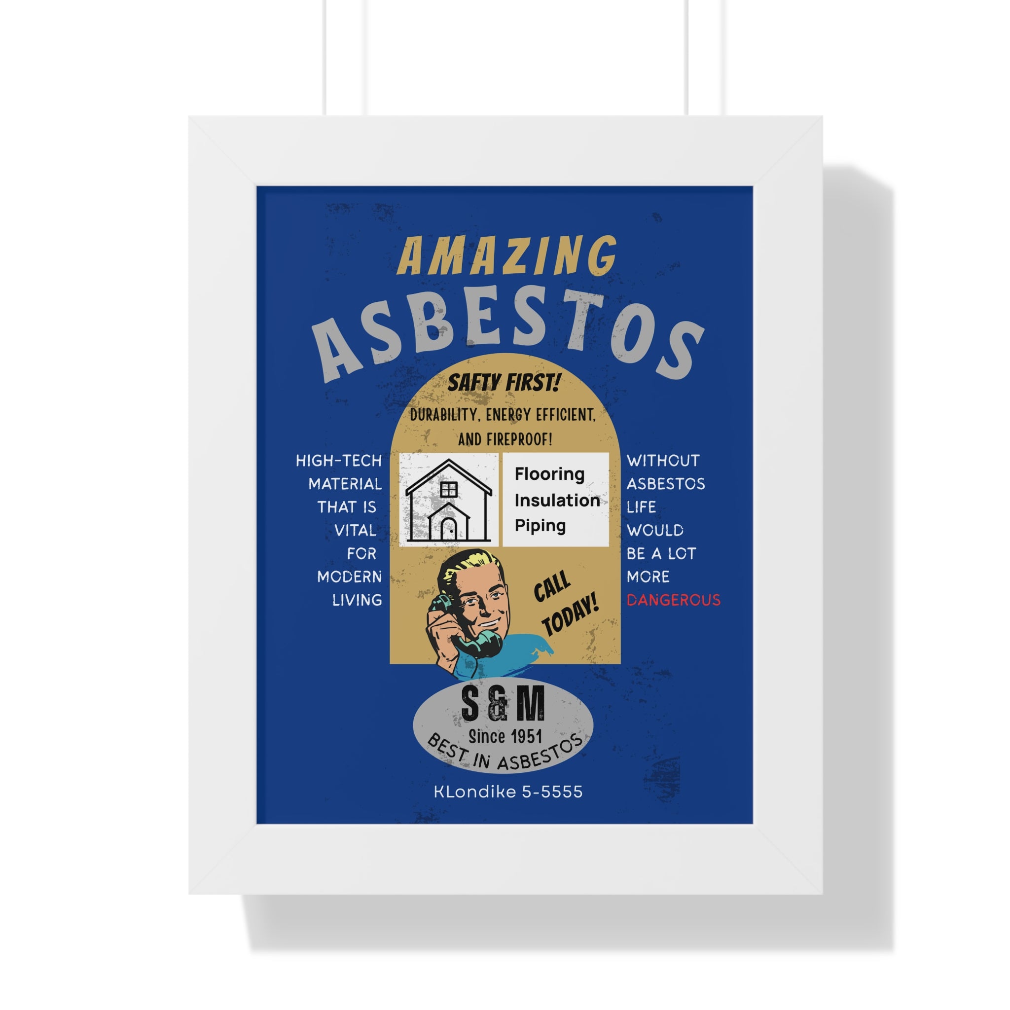 Vintage Parody Asbestos Ad Framed Poster Wall Art