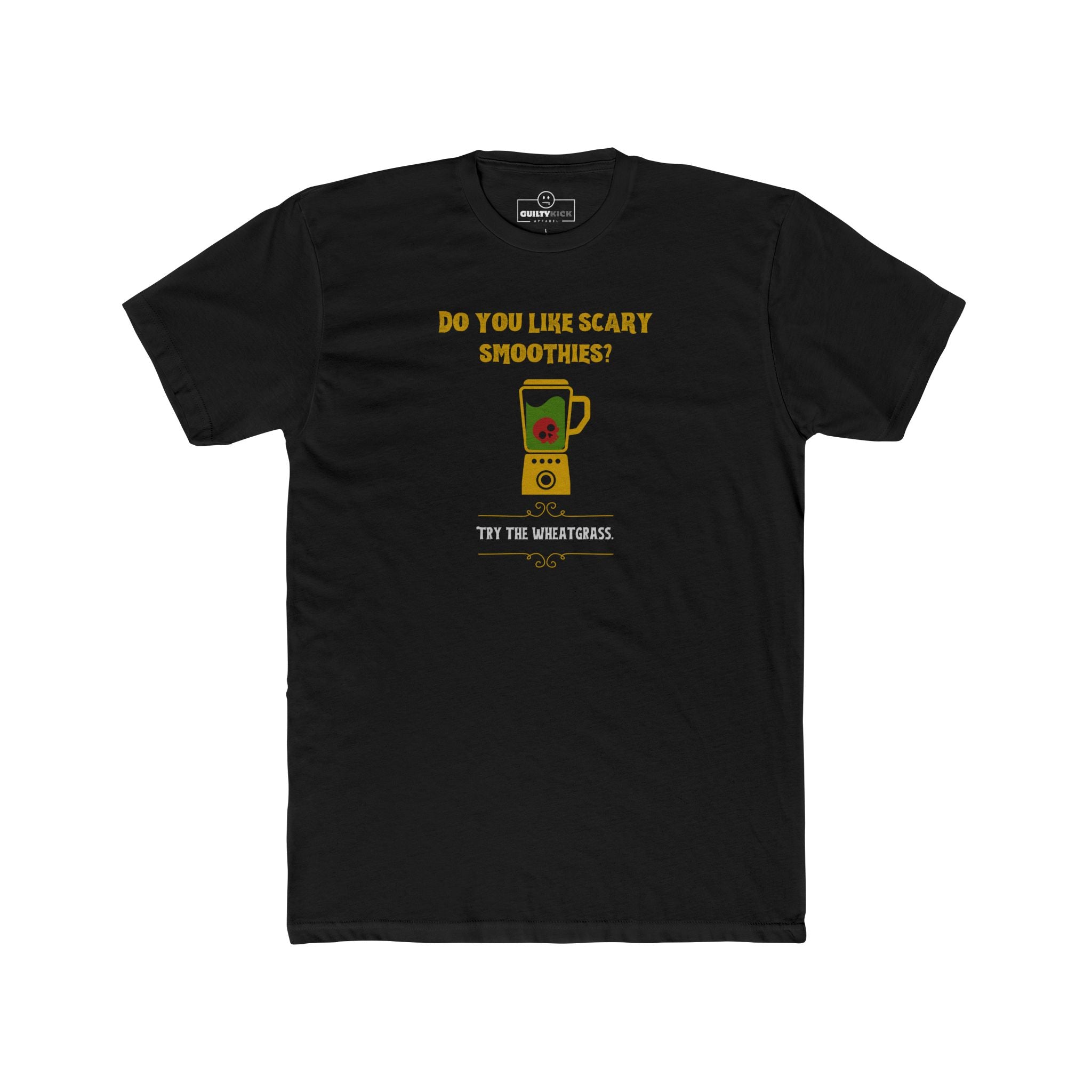 Scary Smoothies Wheatgrass Graphic Tee, Funny Sarcastic Wellness Parody Halloween Shirt