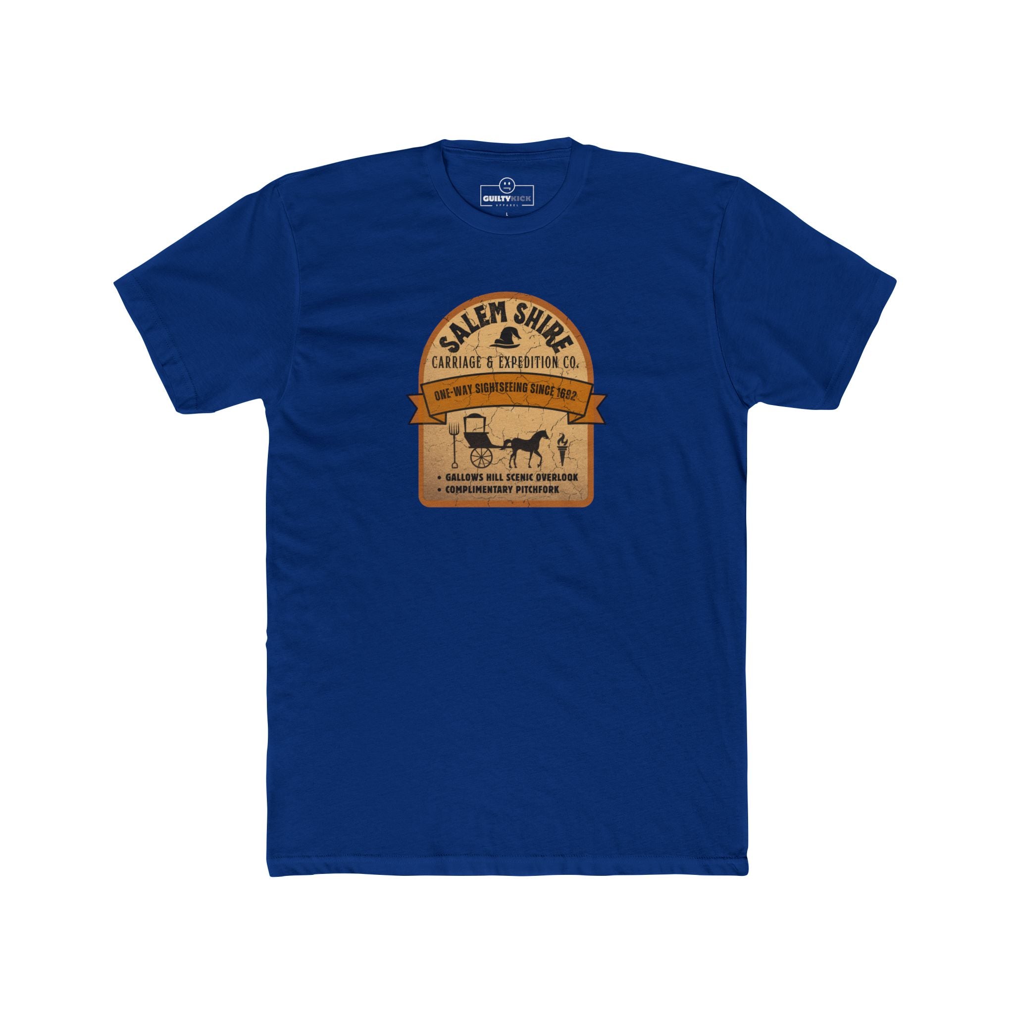 Salem Shire Carriage & Expedition Co. T-Shirt | Vintage Salem Witch Trials Parody Graphic Tee, Funny Gallows Hill Halloween Tour Shirt