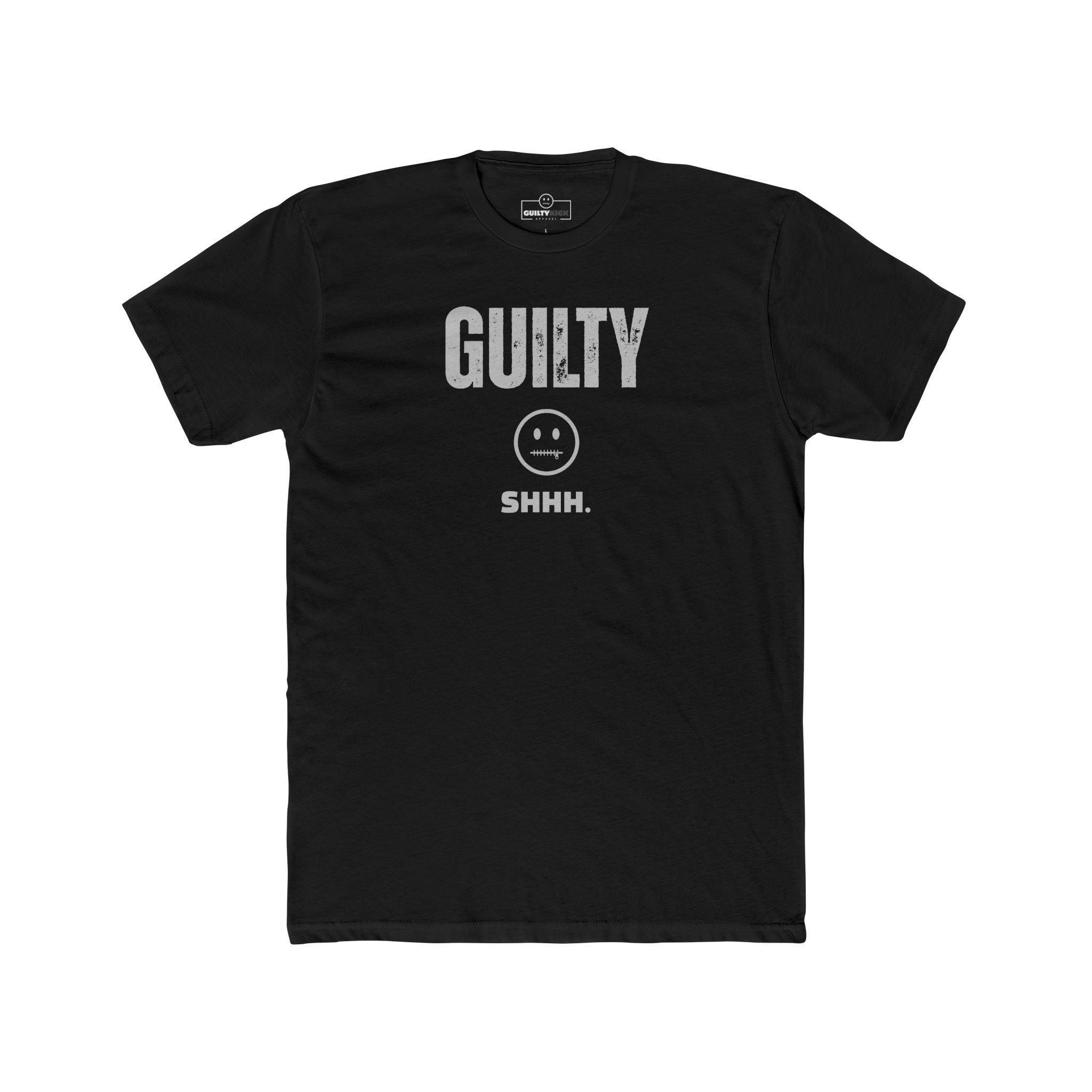 Guilty Shhh Zipper Face T-Shirt Funny Anti Social Satire Graphic Tee