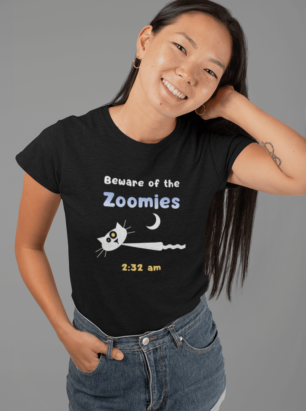 2:32 AM Beware of the Zoomies Cat Owner Tee Retro Minimalist Mid - Century Modern Graphic Shirt - Guilty Kick Apparel