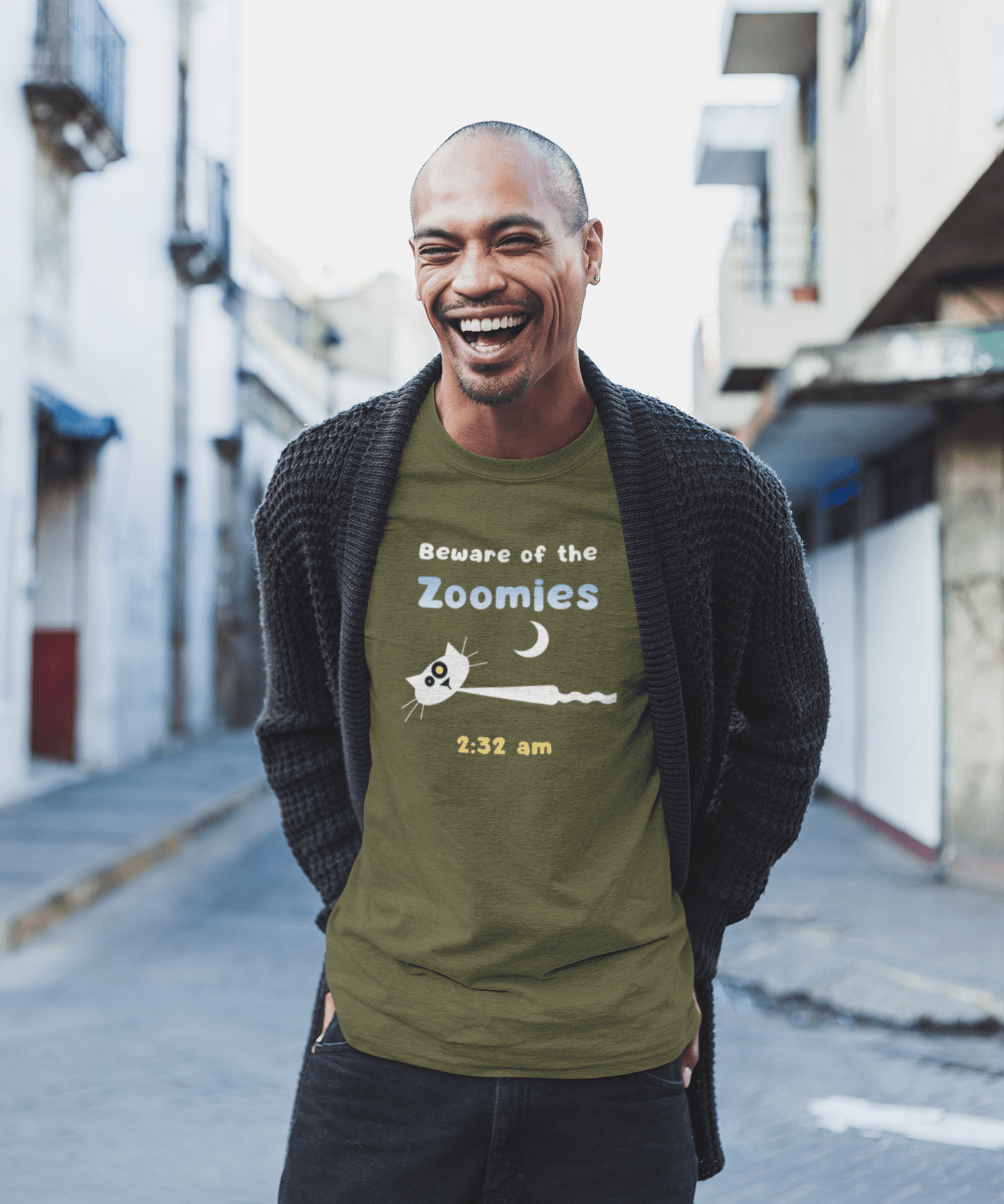 2:32 AM Beware of the Zoomies Cat Owner Tee Retro Minimalist Mid - Century Modern Graphic Shirt - Guilty Kick Apparel