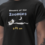 2:32 AM Beware of the Zoomies Cat Owner Tee Retro Minimalist Mid - Century Modern Graphic Shirt - Guilty Kick Apparel