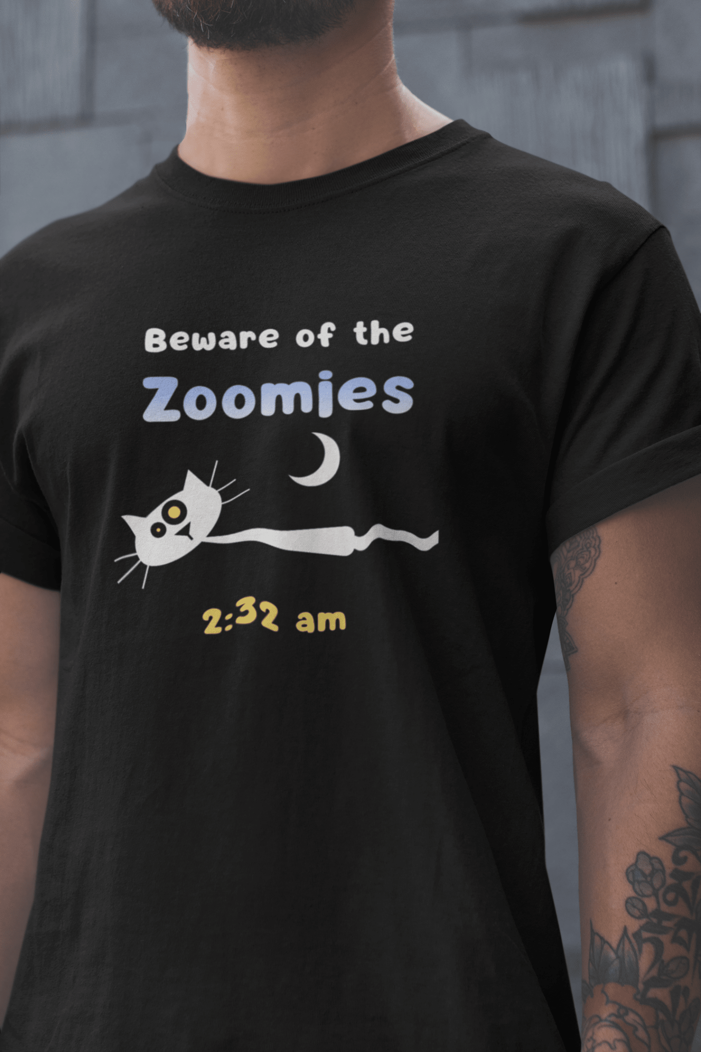 2:32 AM Beware of the Zoomies Cat Owner Tee Retro Minimalist Mid - Century Modern Graphic Shirt - Guilty Kick Apparel