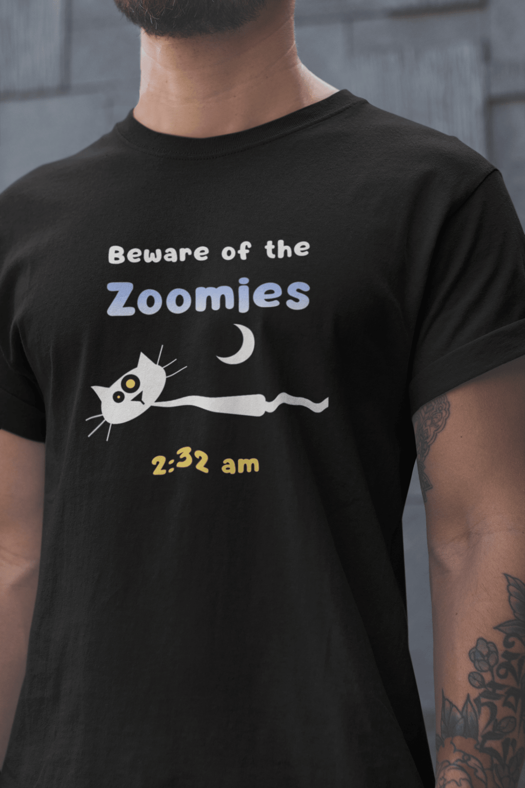 2:32 AM Beware of the Zoomies Cat Owner Tee Retro Minimalist Mid - Century Modern Graphic Shirt - Guilty Kick Apparel
