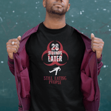 28 Seconds Later: Still Eating People, Funny Minimalist Zombie Movie Parody T-Shirt - Guilty Kick Apparel
