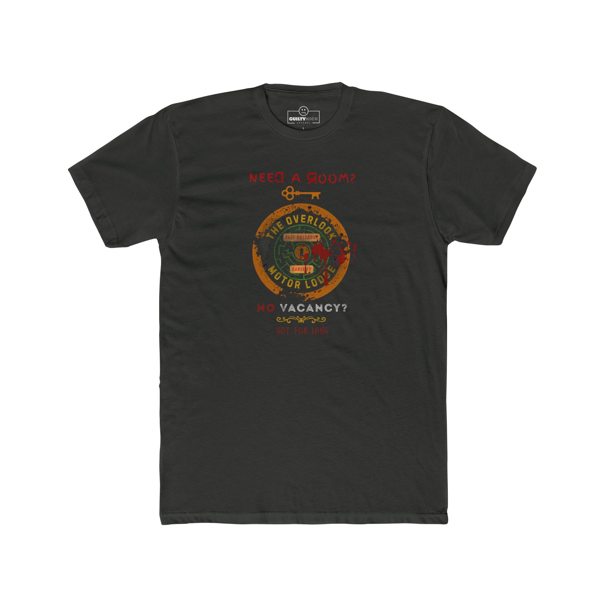 The Overlook Motor Lodge T-Shirt | Vintage Retro Horror Parody Graphic Tee, Funny Halloween Sarcastic Motel Shirt