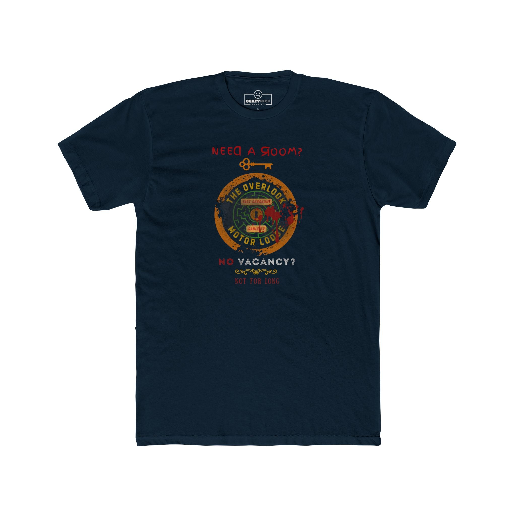 The Overlook Motor Lodge T-Shirt | Vintage Retro Horror Parody Graphic Tee, Funny Halloween Sarcastic Motel Shirt