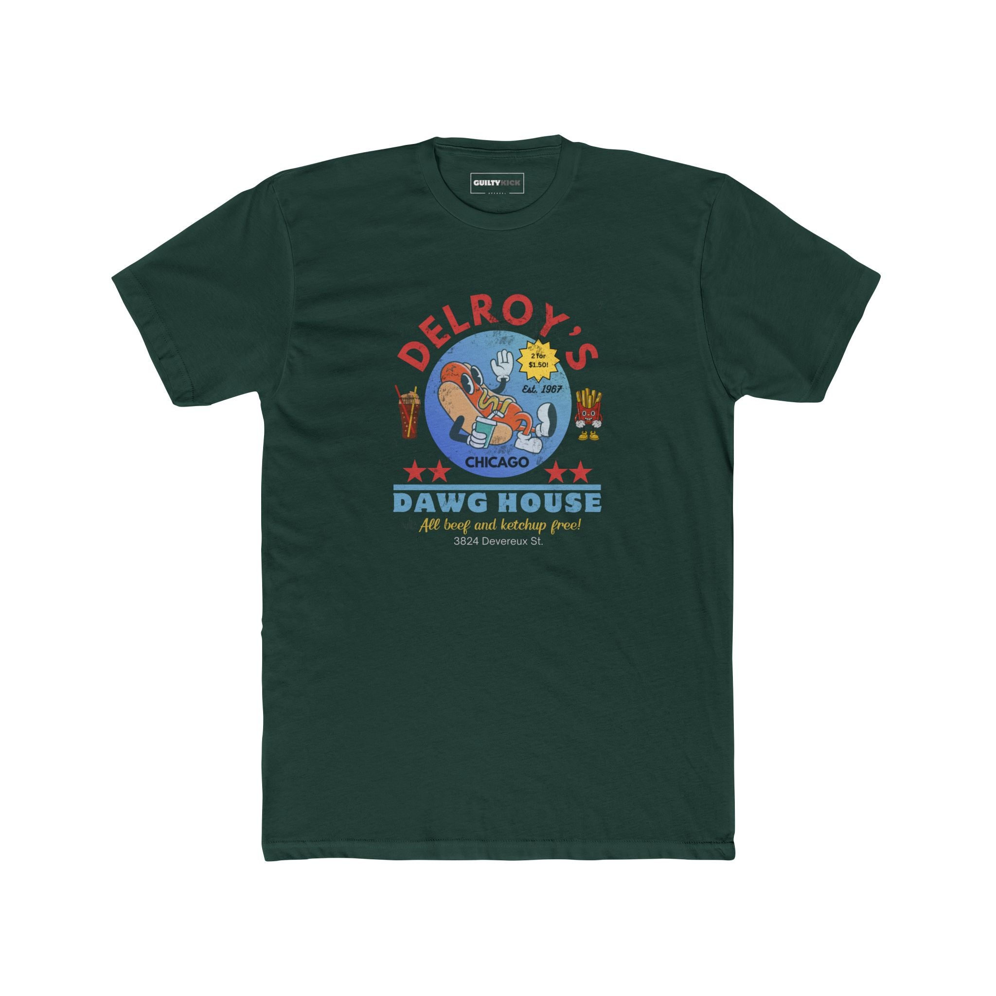 Vintage Hot Dog Restaurant Unisex Tee - Delroy's Dawg House, Chicago 1967