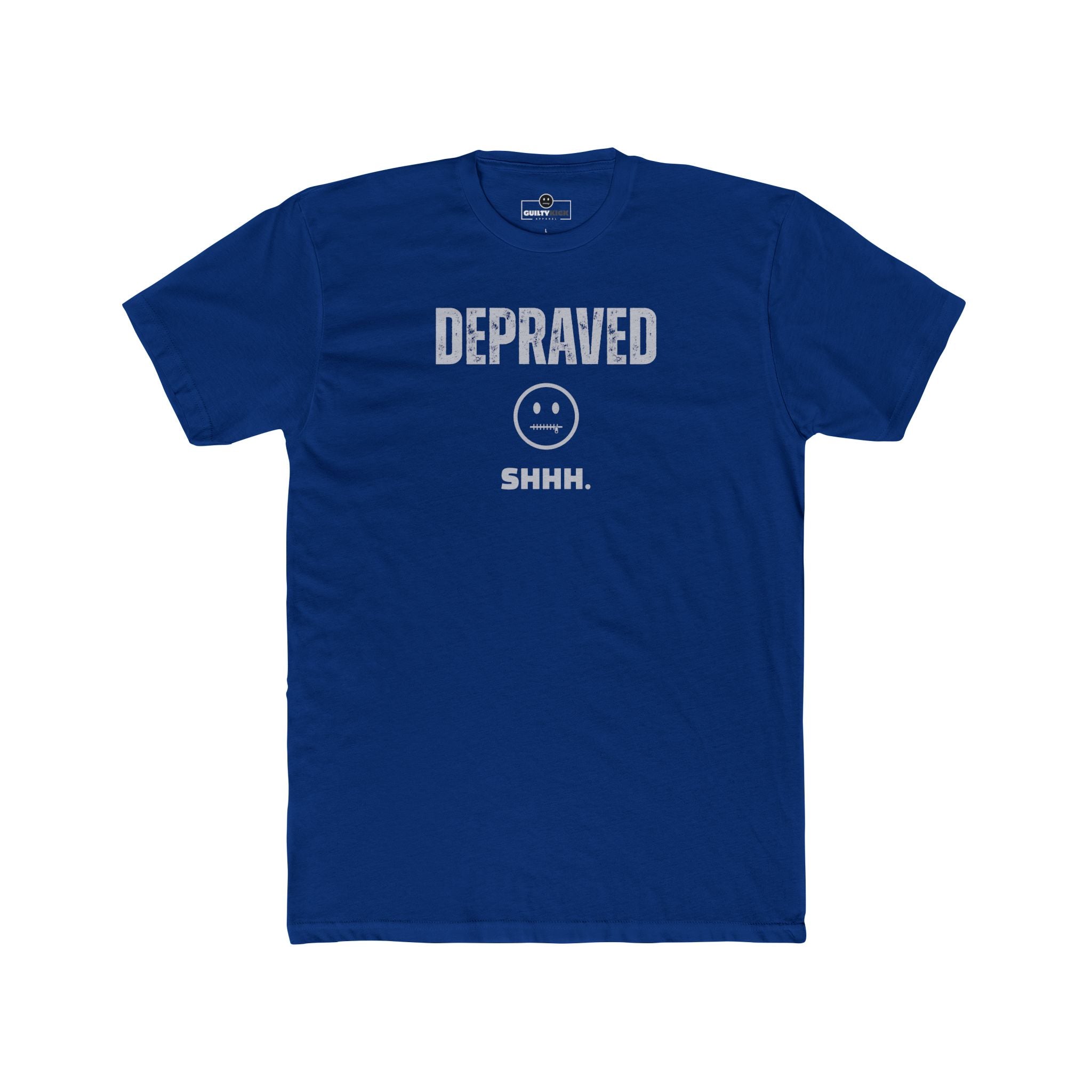 Depraved Shhh Zipper Mouth T-Shirt Dark Humor Satire Graphic Tee