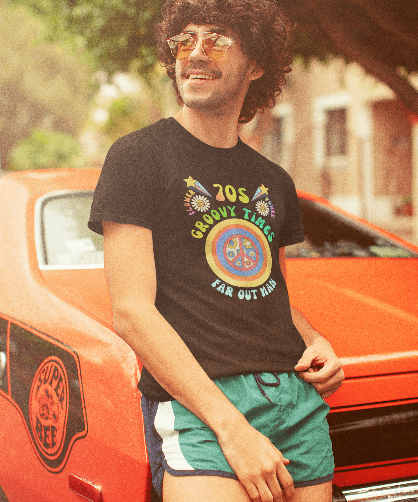 70s Groovy Times Vintage Style T-Shirt, Retro Peace Sign, Flower Power Graphic Tee - Guilty Kick Apparel