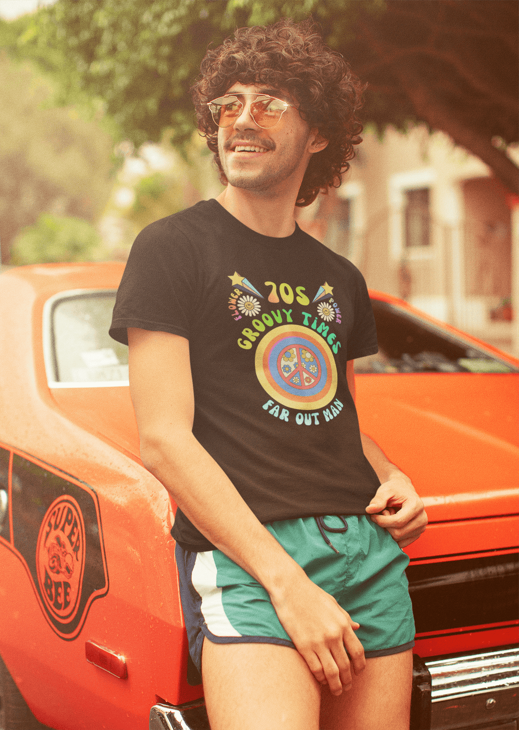 70s Groovy Times Vintage Style T-Shirt, Retro Peace Sign, Flower Power Graphic Tee - Guilty Kick Apparel