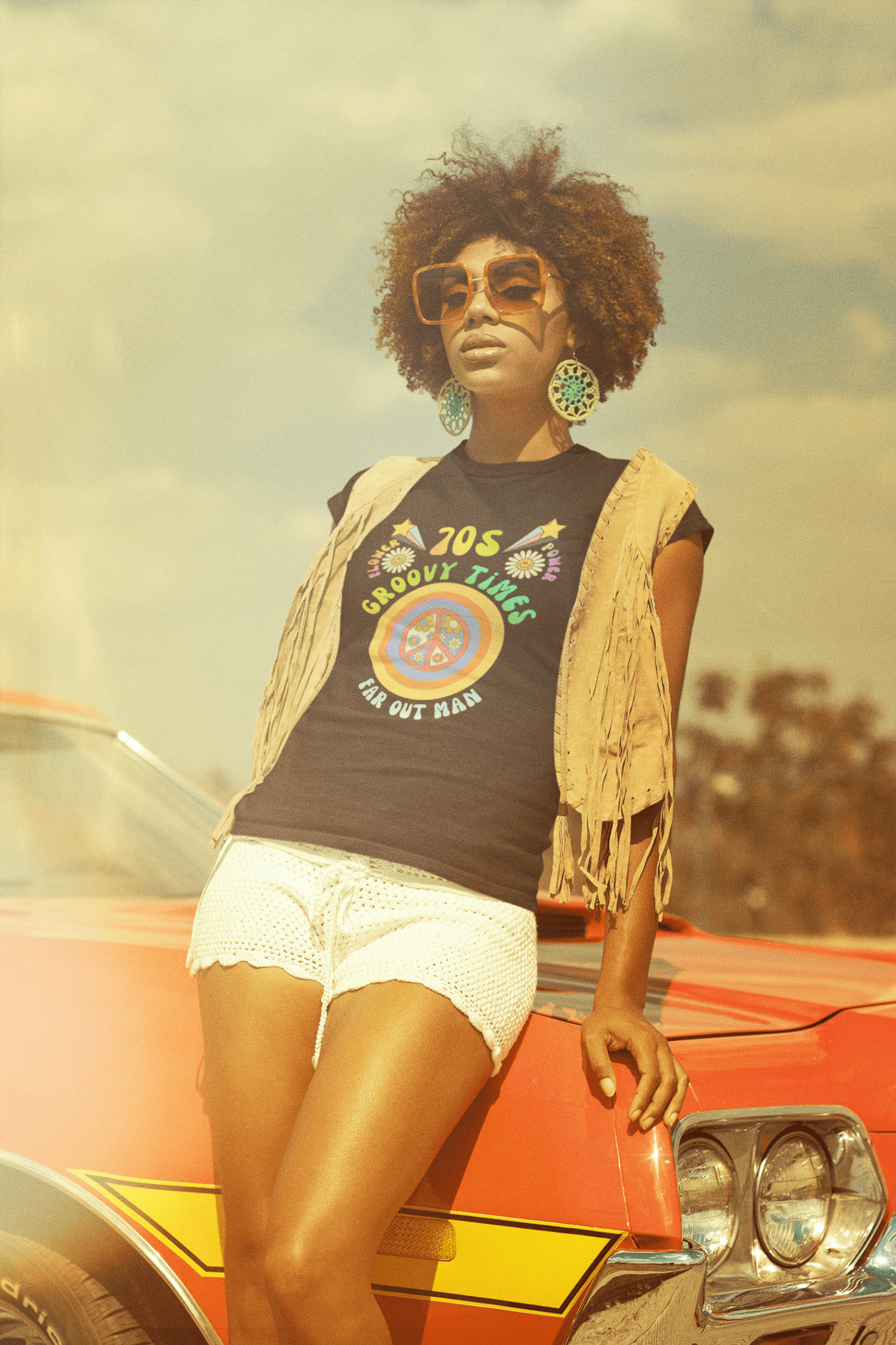 70s Groovy Times Vintage Style T-Shirt, Retro Peace Sign, Flower Power Graphic Tee - Guilty Kick Apparel