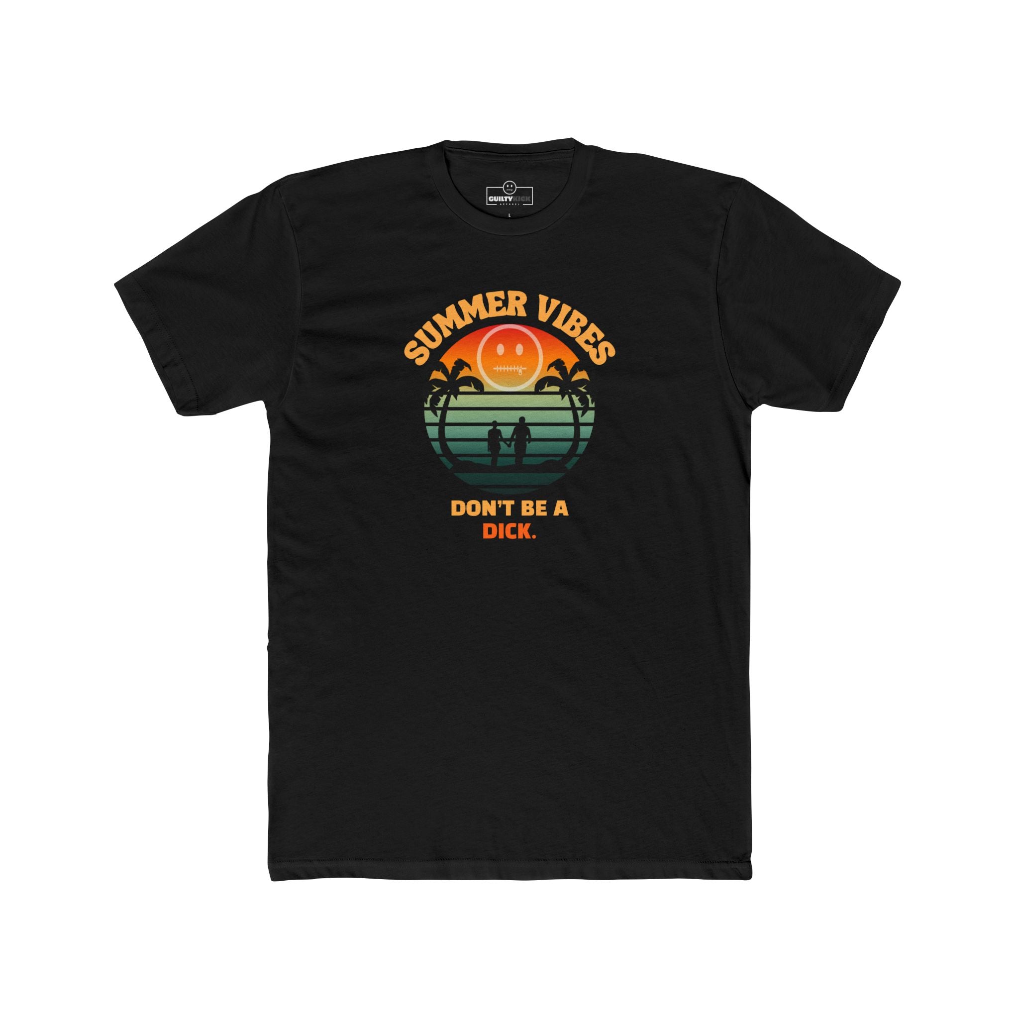 Summer Vibes Don't Be A Dick T-Shirt Retro 70s Sunset Funny Sarcastic Beach Tee