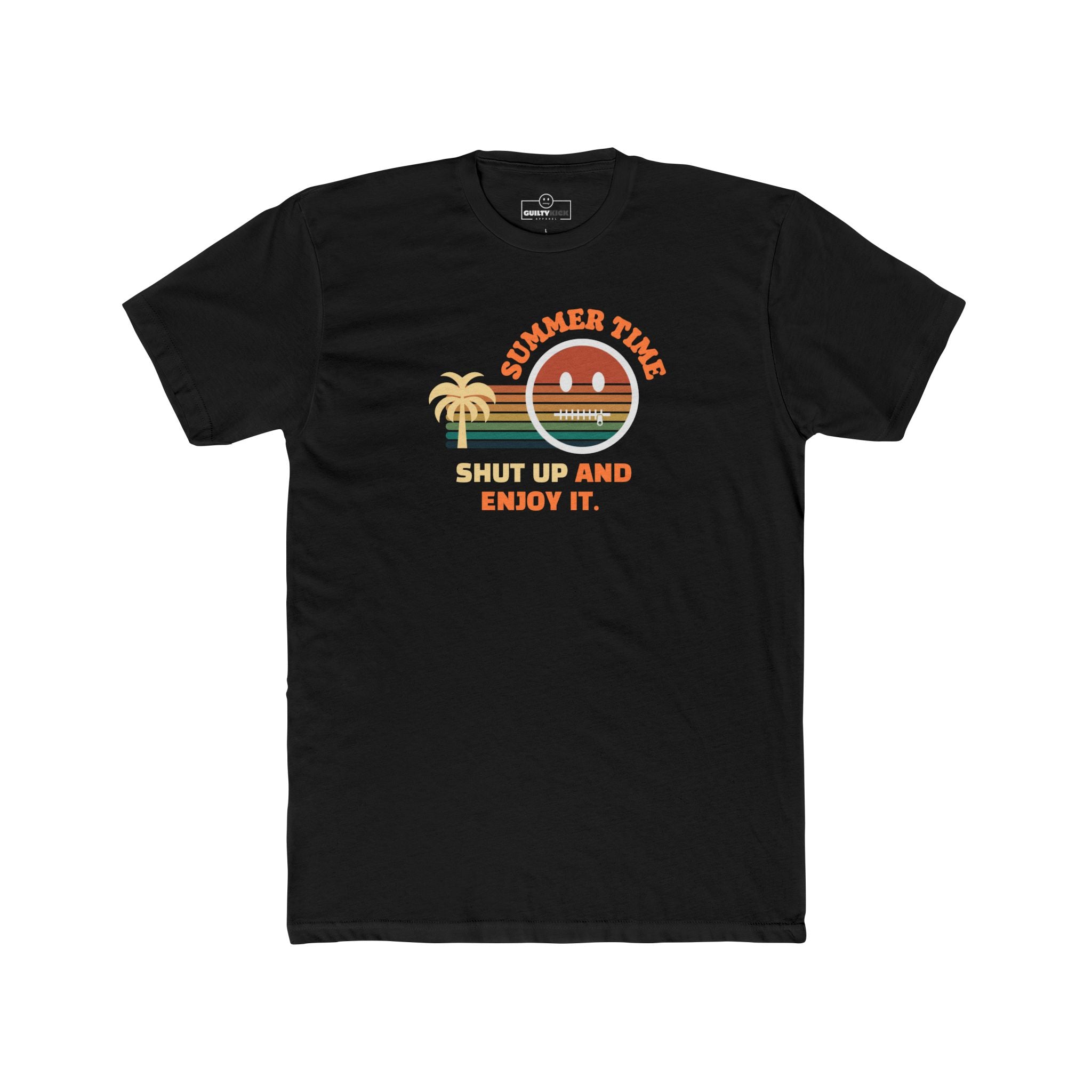 Summer Time Shut Up And Enjoy It T-Shirt Retro 70s Sunset Funny Sarcastic Beach Tee