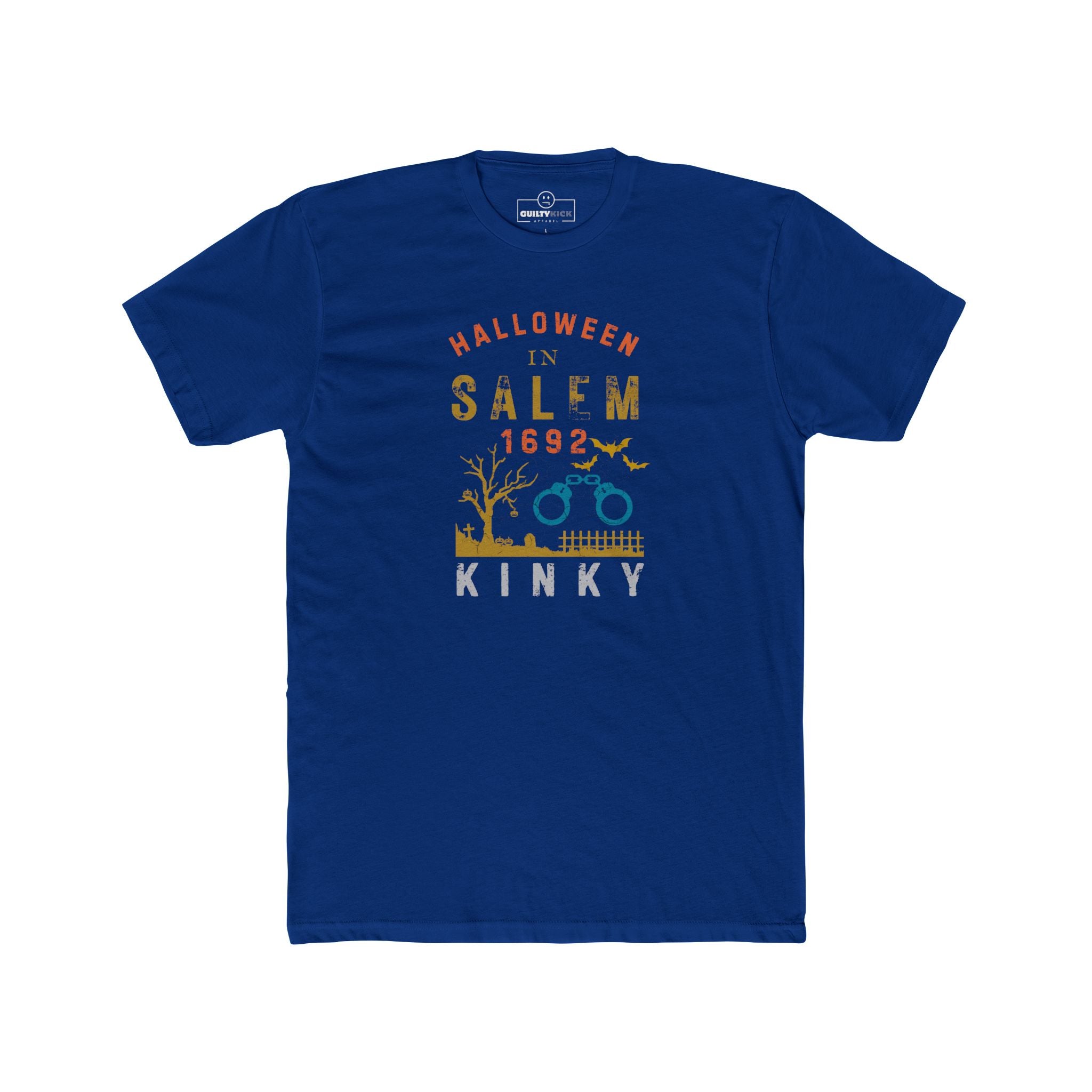 Halloween in Salem 1692 Kinky T-Shirt | Sarcastic Witch Trials Shackles Graphic Tee, Funny Dark Humor Puritan Halloween Shirt