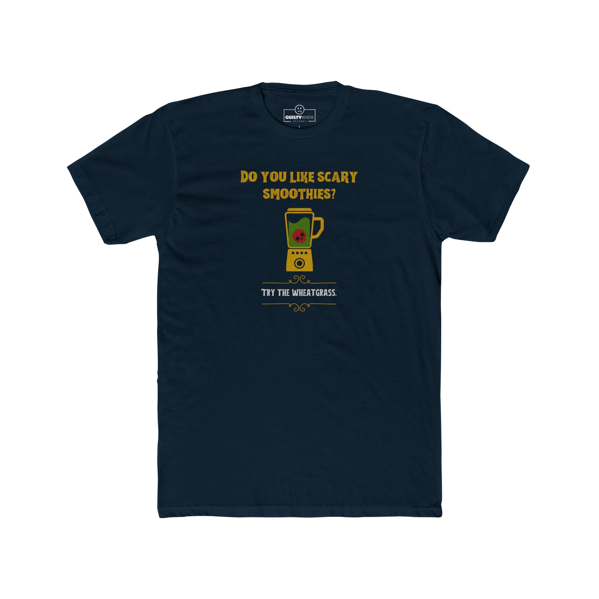 Scary Smoothies Wheatgrass Graphic Tee, Funny Sarcastic Wellness Parody Halloween Shirt