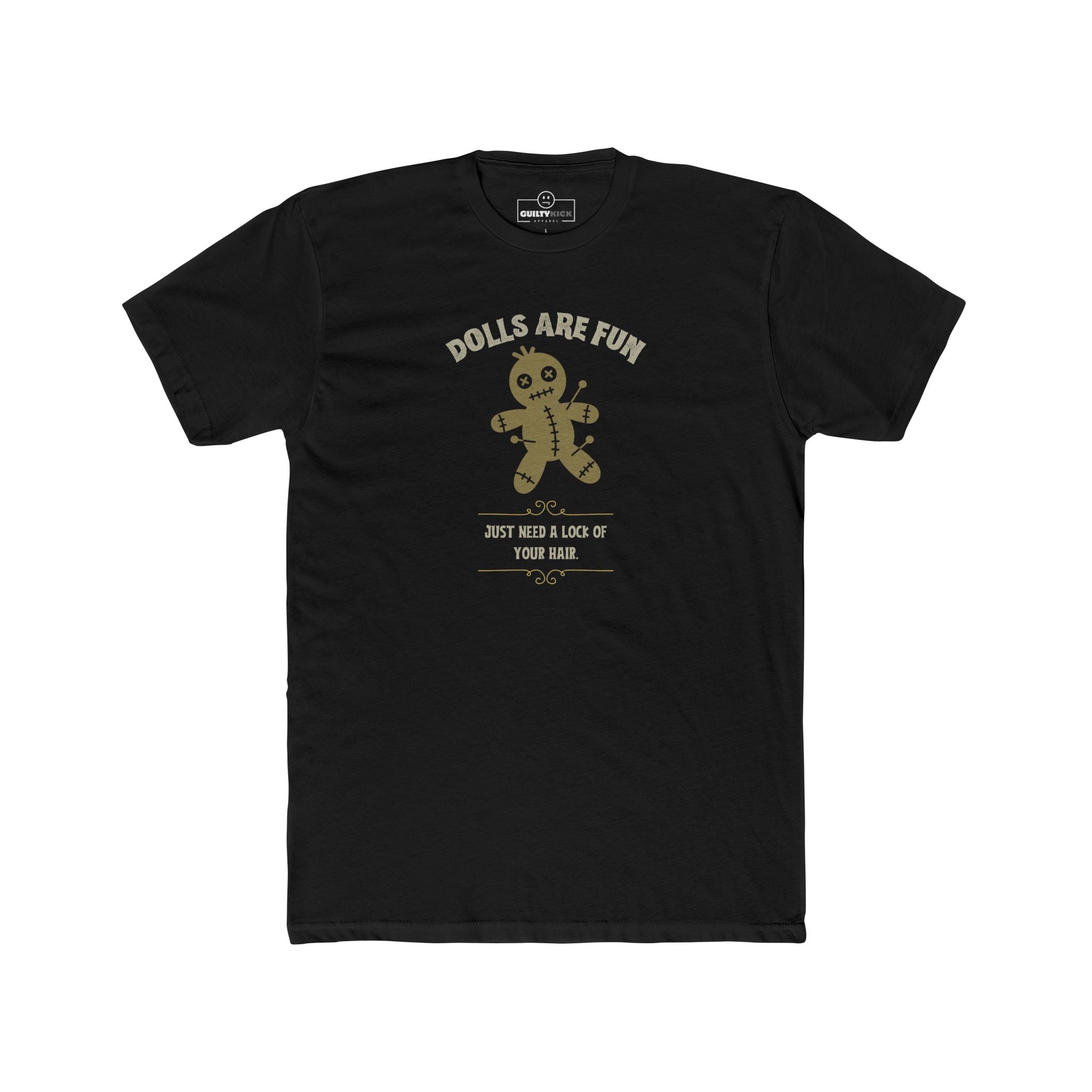 Dolls Are Fun Voodoo Doll Graphic Tee. Funny Sarcastic Dark Humor Halloween Shirt