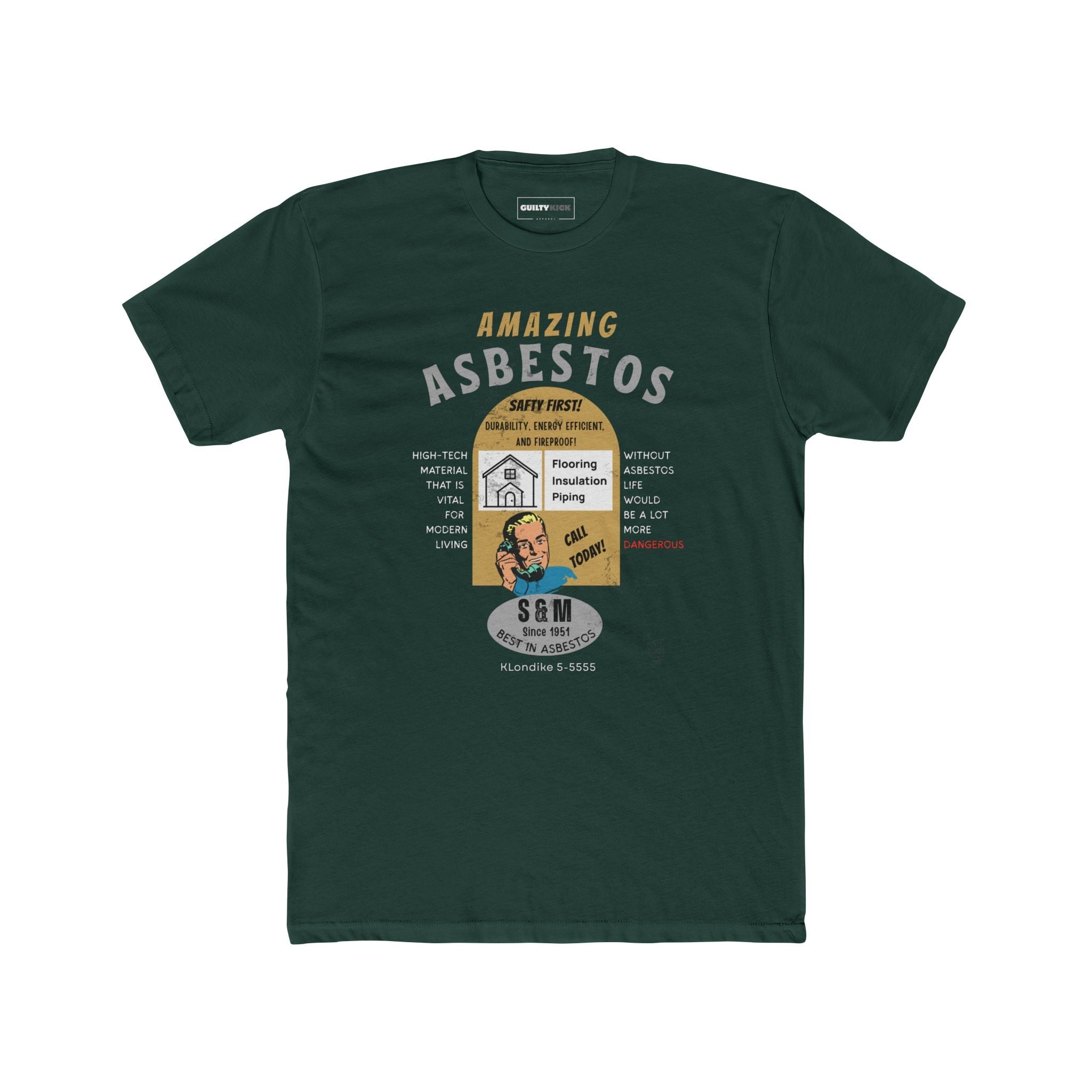Amazing Asbestos Retro Parody T-Shirt: Mid - Century Satirical Dark Humor Tee - Guilty Kick Apparel
