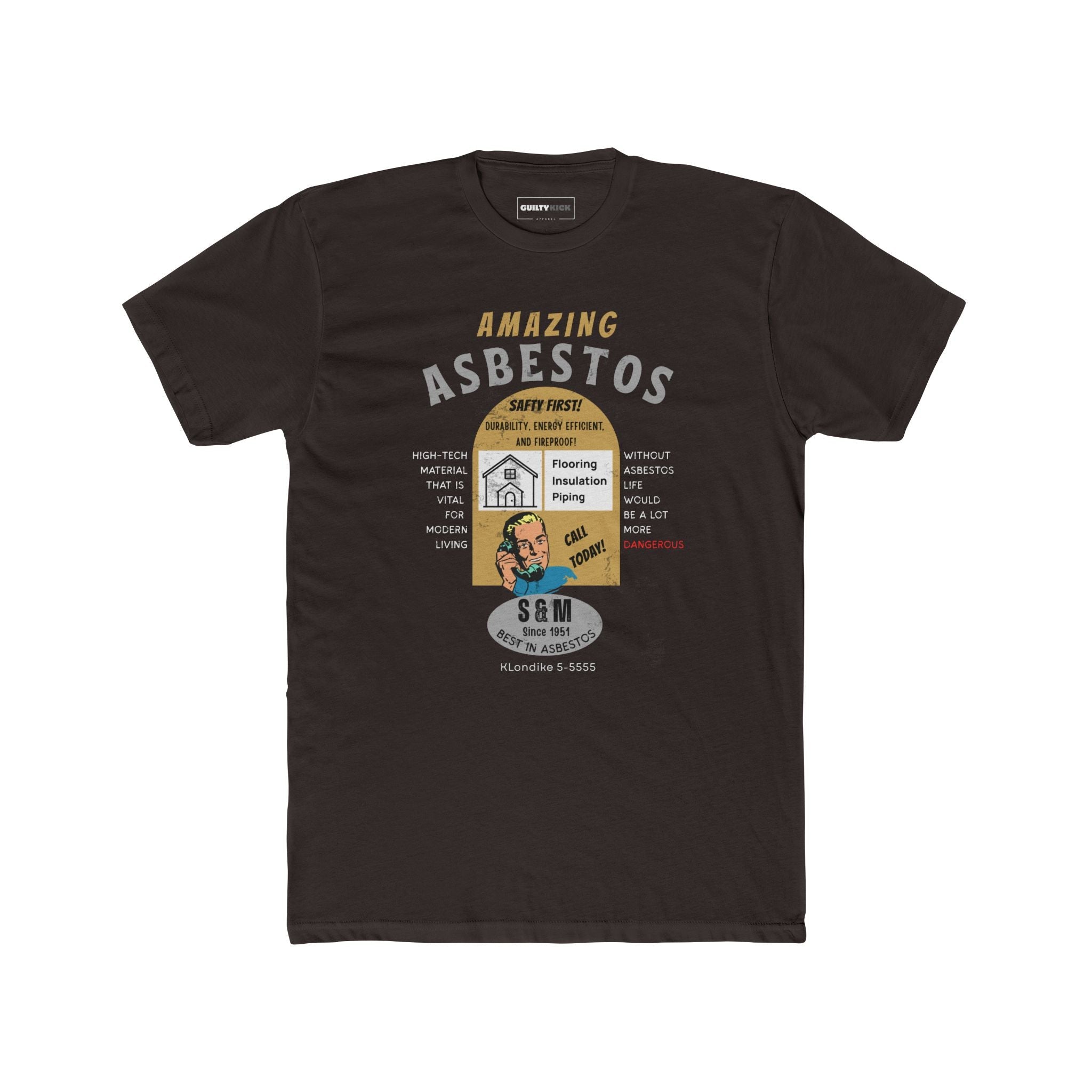 Amazing Asbestos Retro Parody T-Shirt: Mid - Century Satirical Dark Humor Tee - Guilty Kick Apparel