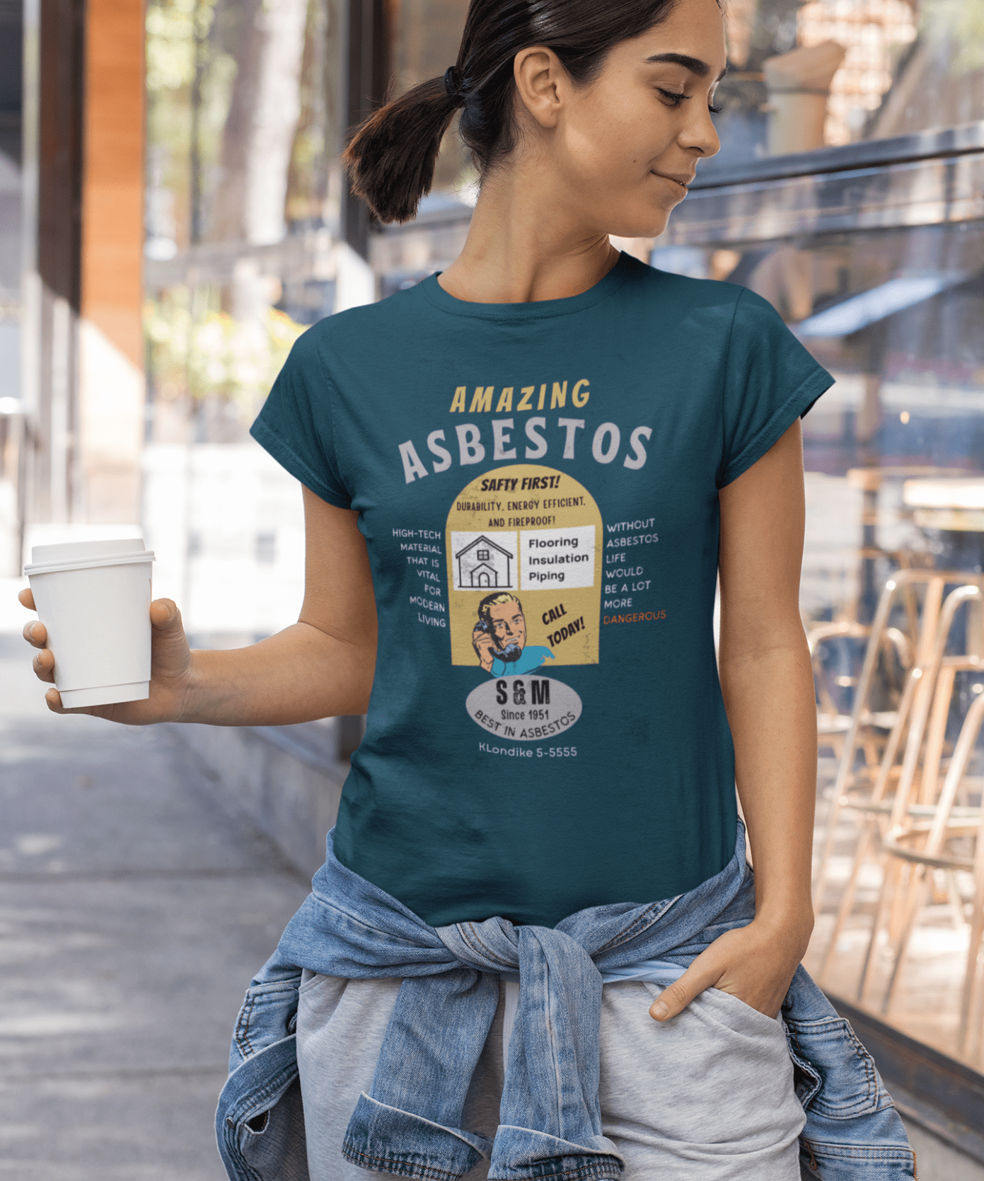 Amazing Asbestos Retro Parody T-Shirt: Mid - Century Satirical Dark Humor Tee - Guilty Kick Apparel