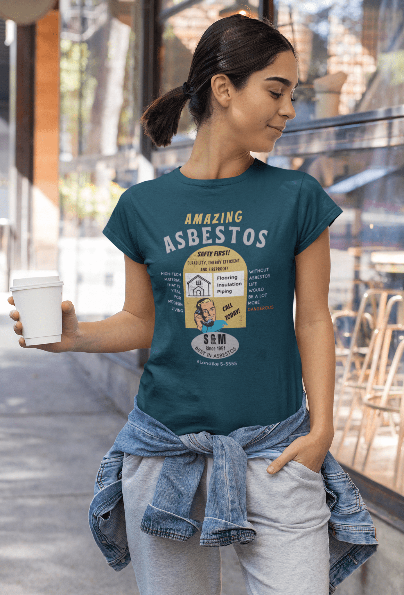 Amazing Asbestos Retro Parody T-Shirt: Mid - Century Satirical Dark Humor Tee - Guilty Kick Apparel