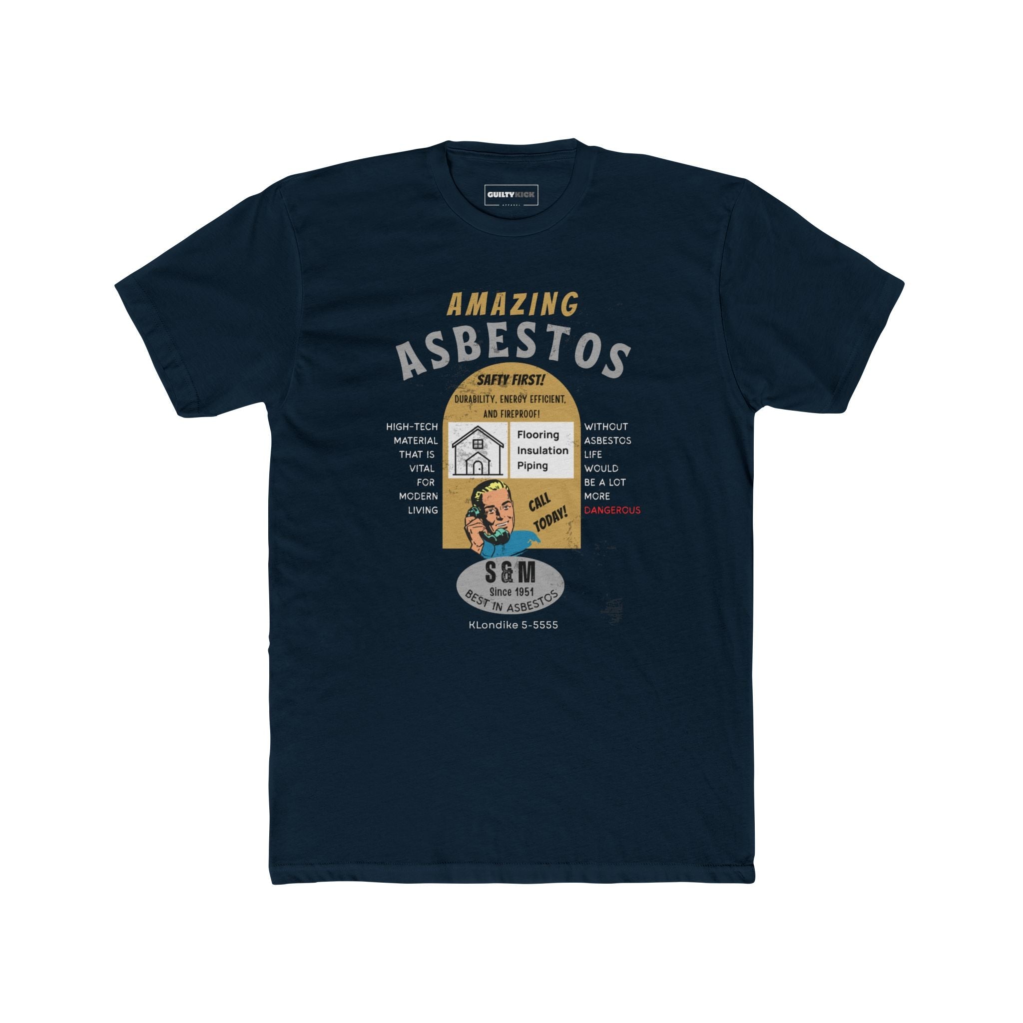 Amazing Asbestos Retro Parody T-Shirt: Mid - Century Satirical Dark Humor Tee - Guilty Kick Apparel