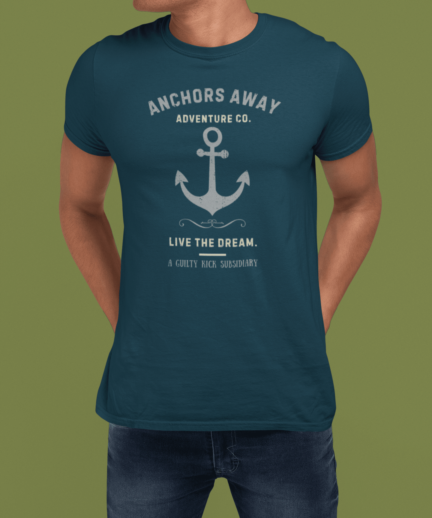 Anchors Away Adventure Co. "Live the Dream" Vintage T-Shirt, The Brand New Vintage Sunbaked Collection - Guilty Kick Apparel