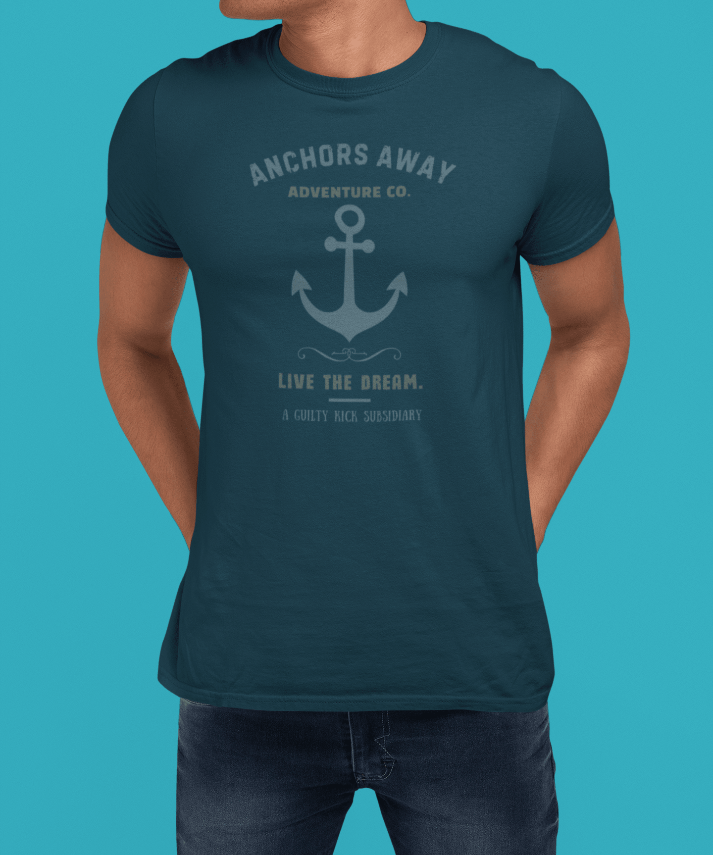 Anchors Away Adventure Co. "Live the Dream" Vintage T-Shirt, The Brand New Vintage Sunbaked Collection - Guilty Kick Apparel