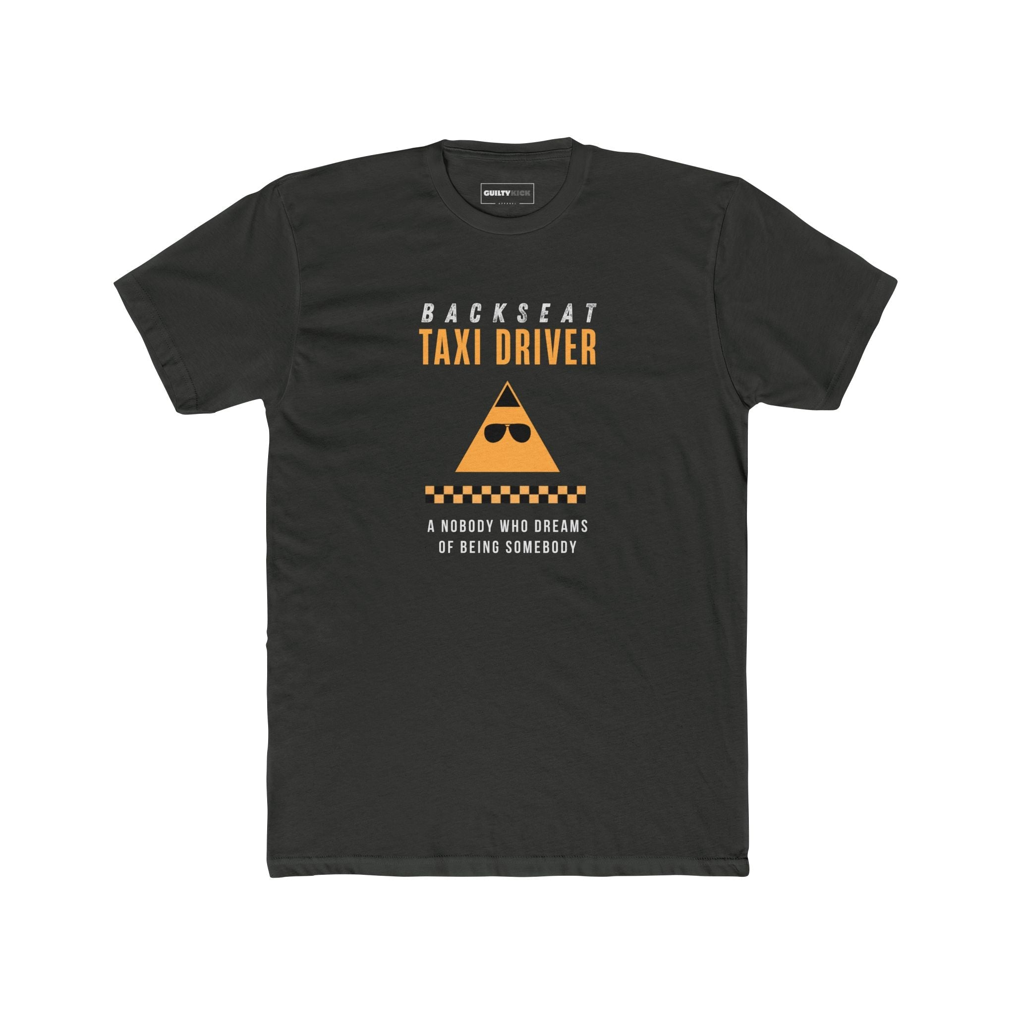 Backseat Taxi Driver Parody T-Shirt, Retro Movie Satire & Absurdist Graphic Tee - Guilty Kick Apparel