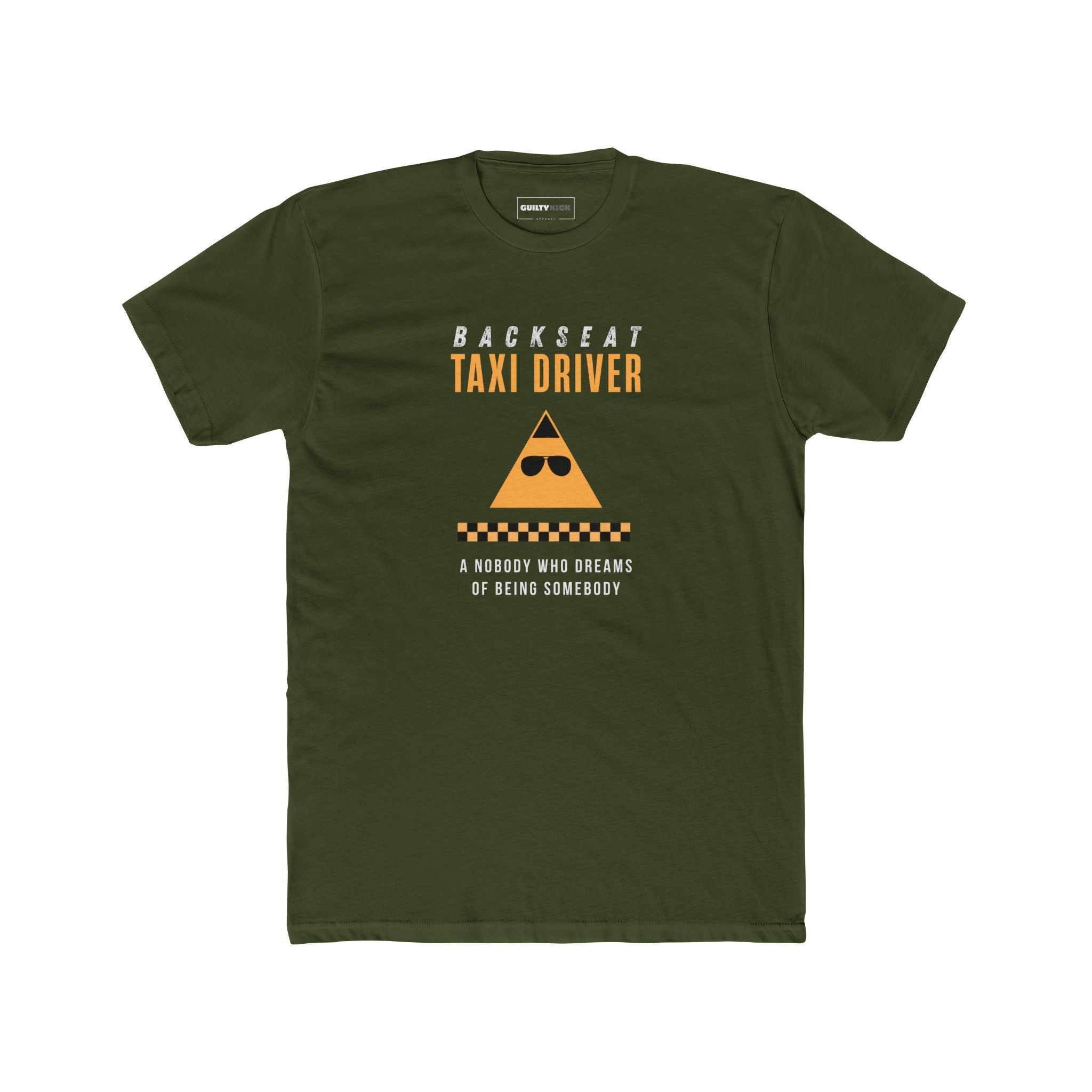 Backseat Taxi Driver Parody T-Shirt, Retro Movie Satire & Absurdist Graphic Tee - Guilty Kick Apparel