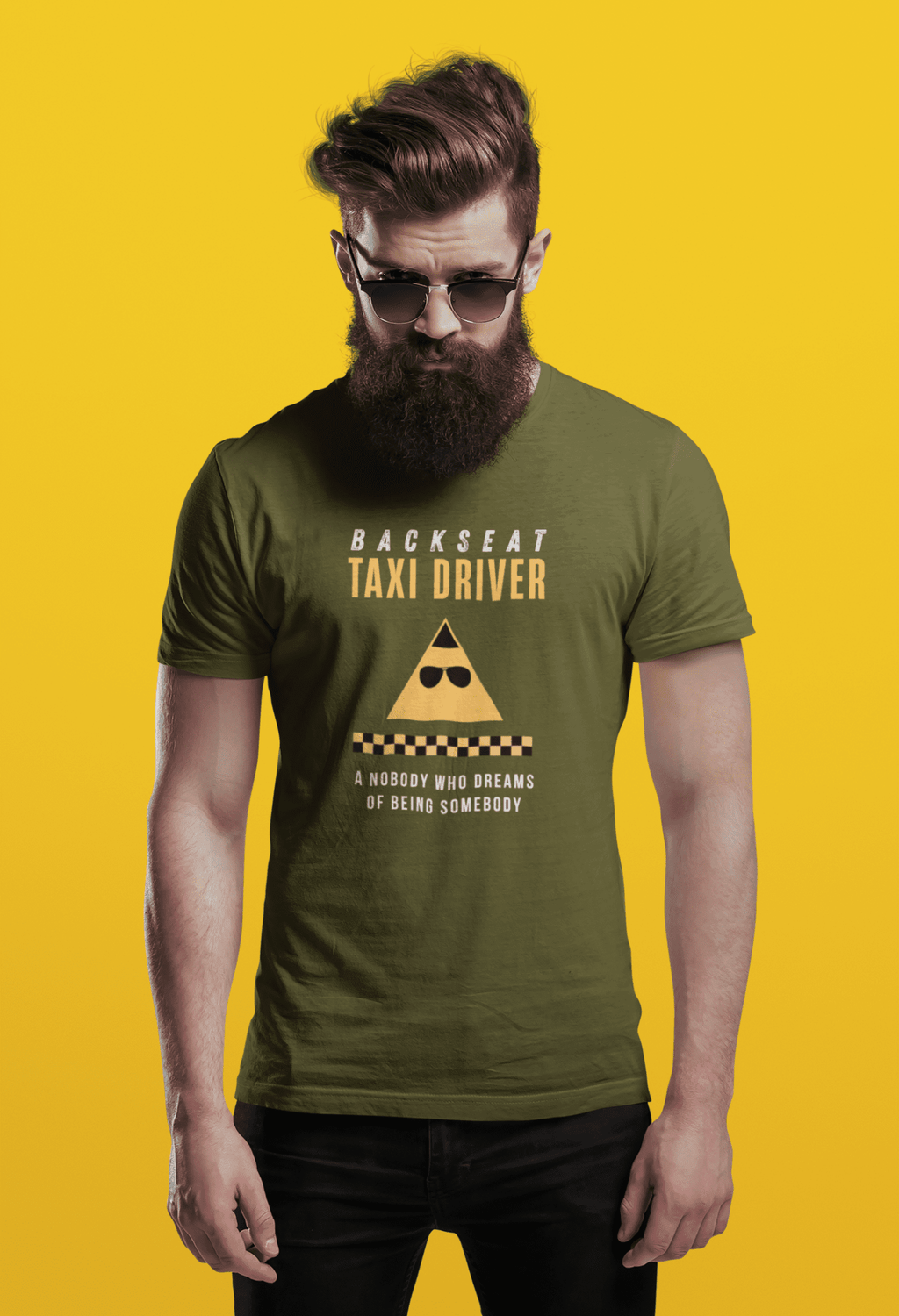 Backseat Taxi Driver Parody T-Shirt, Retro Movie Satire & Absurdist Graphic Tee - Guilty Kick Apparel