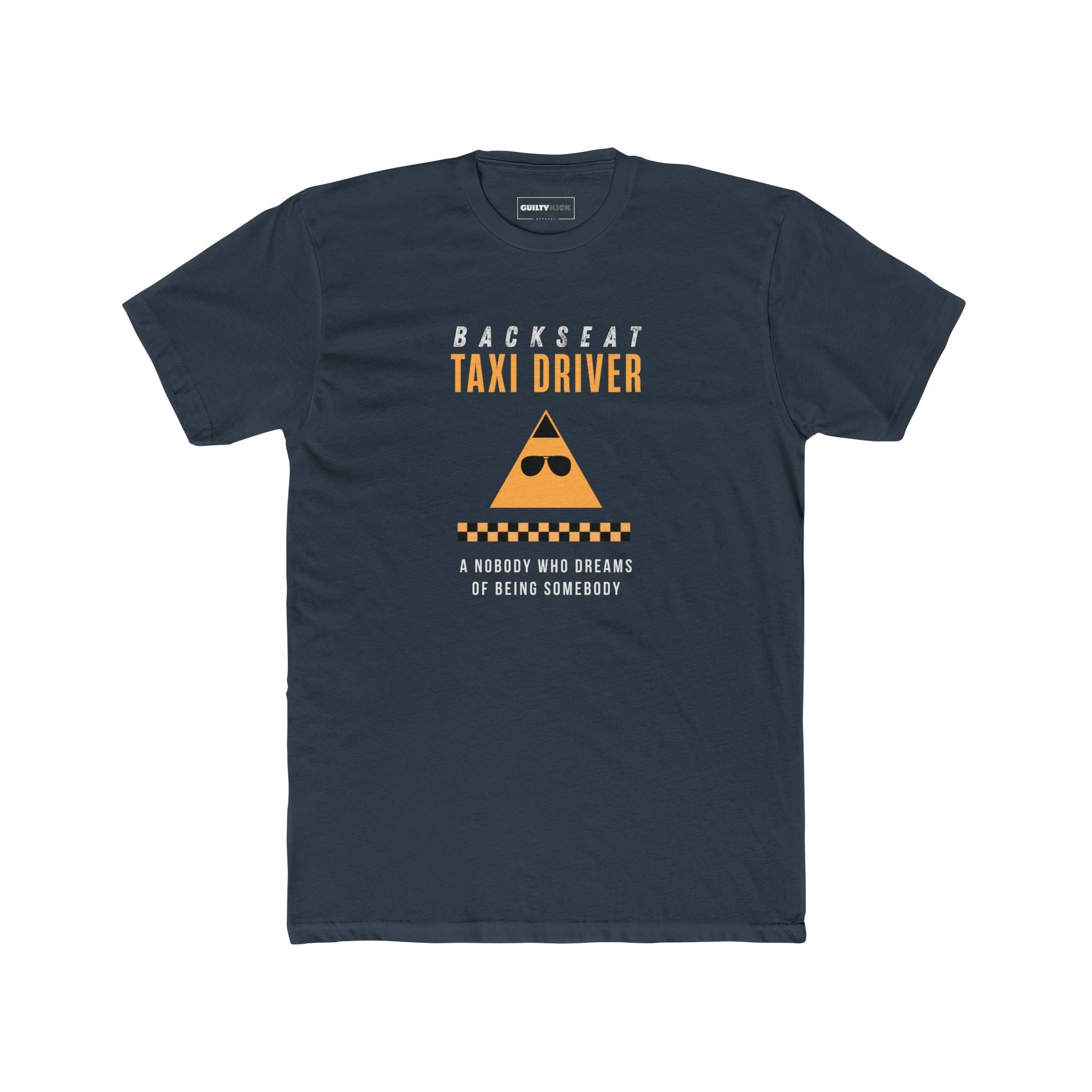 Backseat Taxi Driver Parody T-Shirt, Retro Movie Satire & Absurdist Graphic Tee - Guilty Kick Apparel