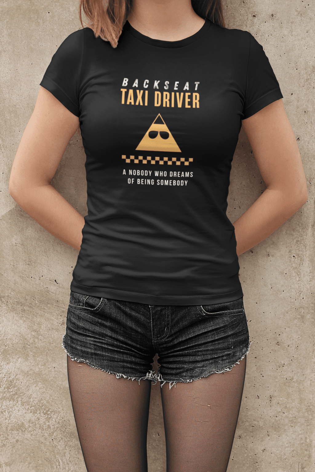 Backseat Taxi Driver Parody T-Shirt, Retro Movie Satire & Absurdist Graphic Tee - Guilty Kick Apparel