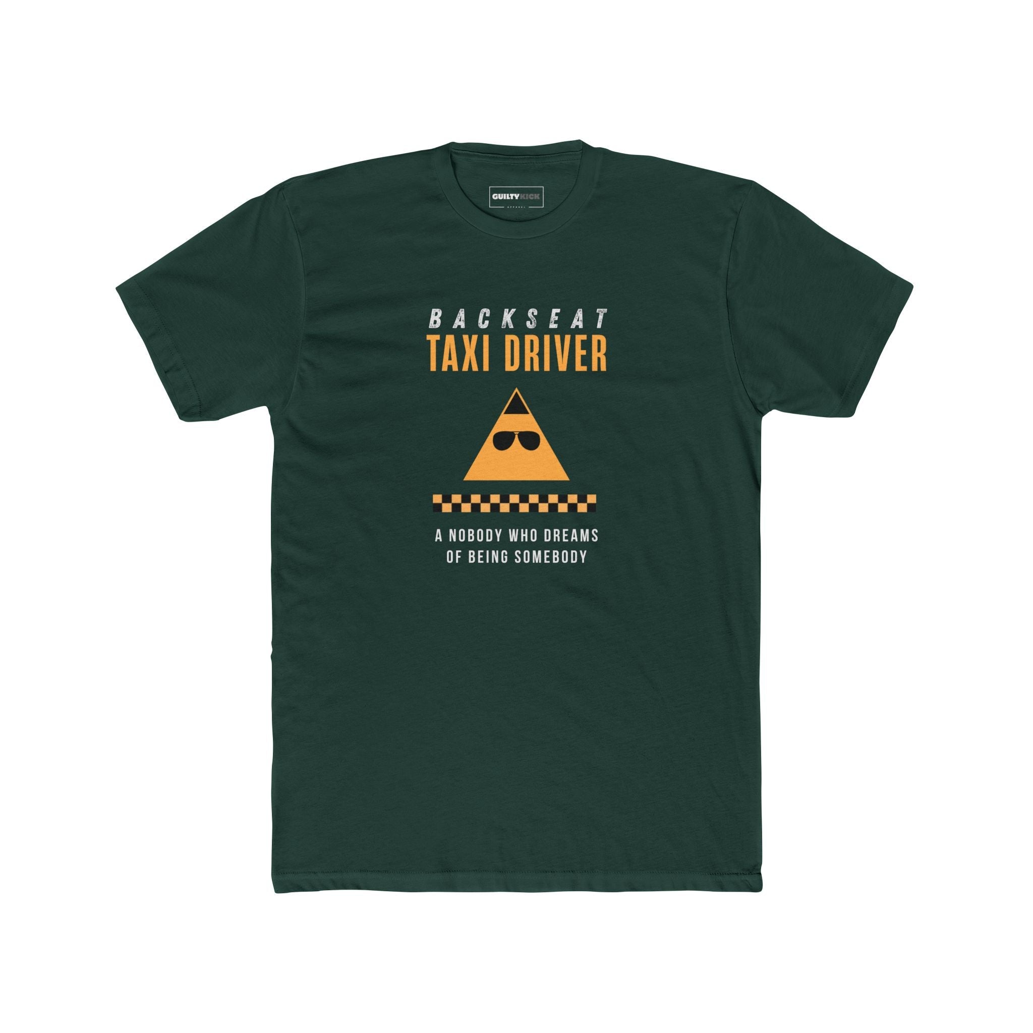 Backseat Taxi Driver Parody T-Shirt, Retro Movie Satire & Absurdist Graphic Tee - Guilty Kick Apparel