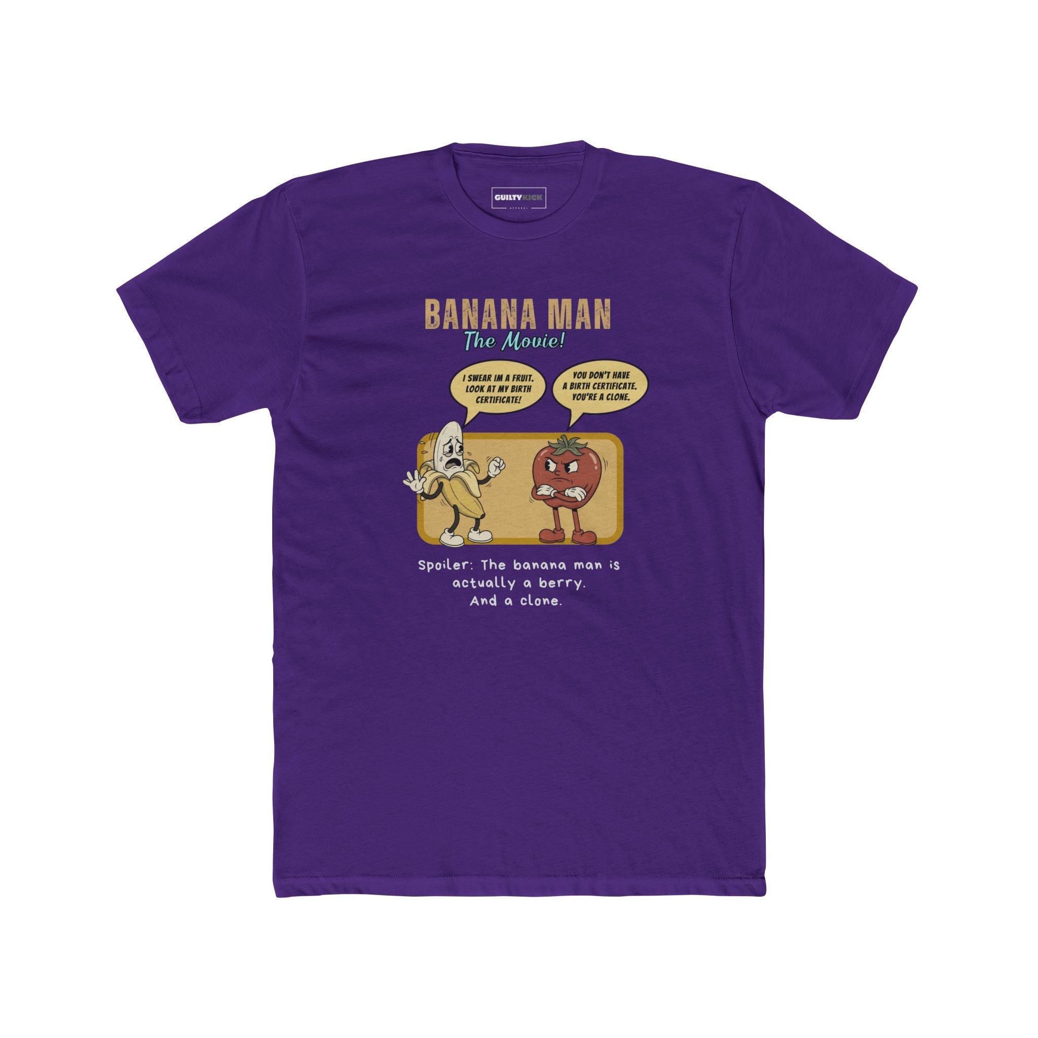 Banana Man The Movie Parody T-Shirt, Funny Banana is a Berry Clone Joke Shirt - Guilty Kick Apparel