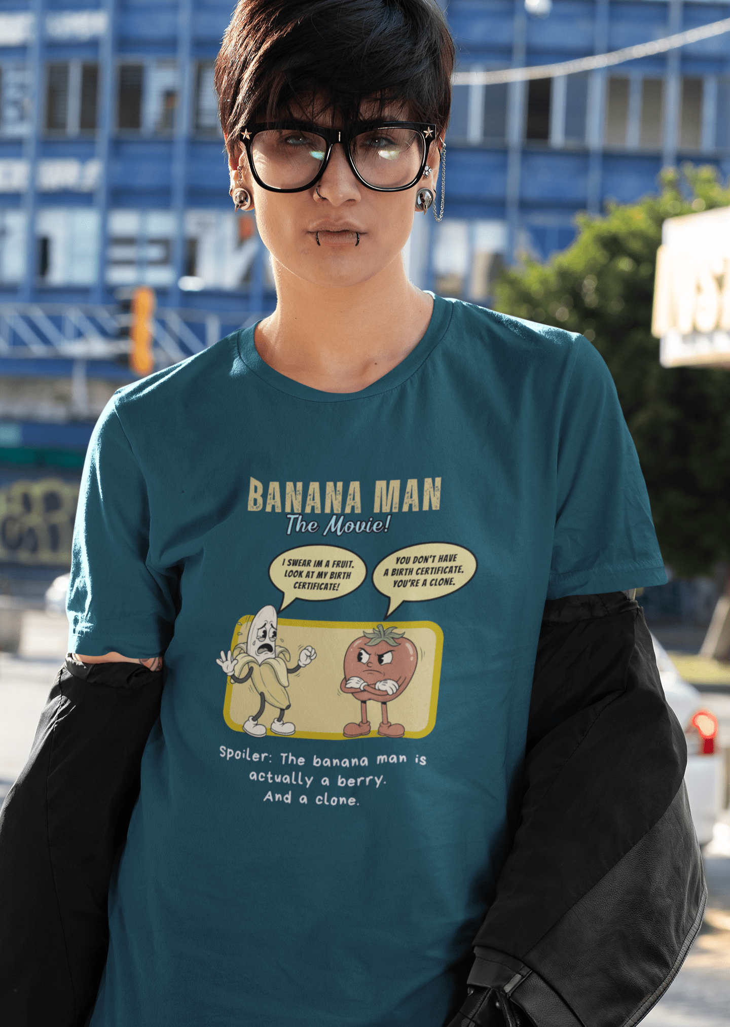 Banana Man The Movie Parody T-Shirt, Funny Banana is a Berry Clone Joke Shirt - Guilty Kick Apparel